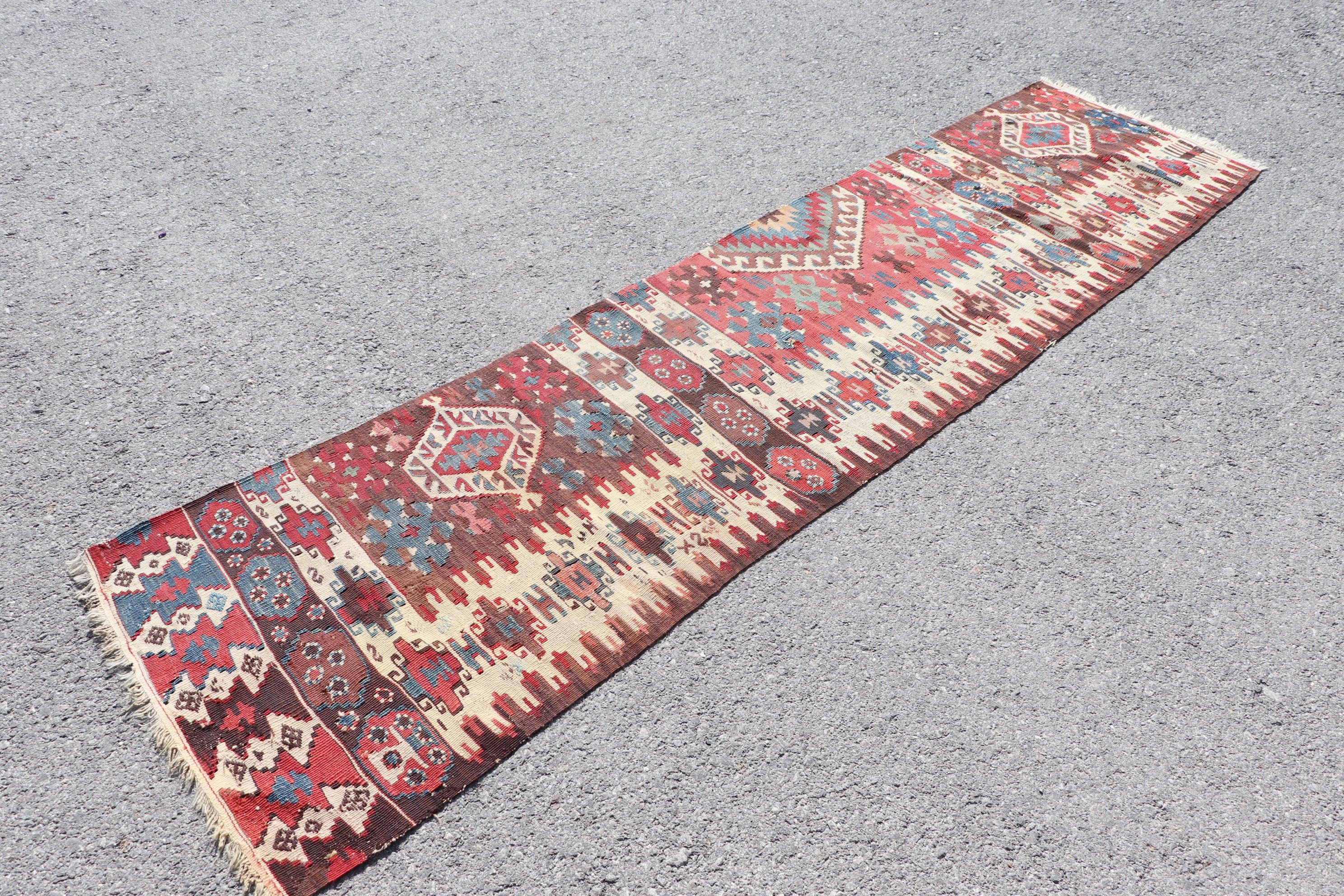 Red Moroccan Rugs, Bedroom Rugs, Home Decor Rug, Dorm Rug, Hallway Rug, Vintage Rugs, 2.3x8.6 ft Runner Rug, Kilim, Turkish Rugs, Stair Rug