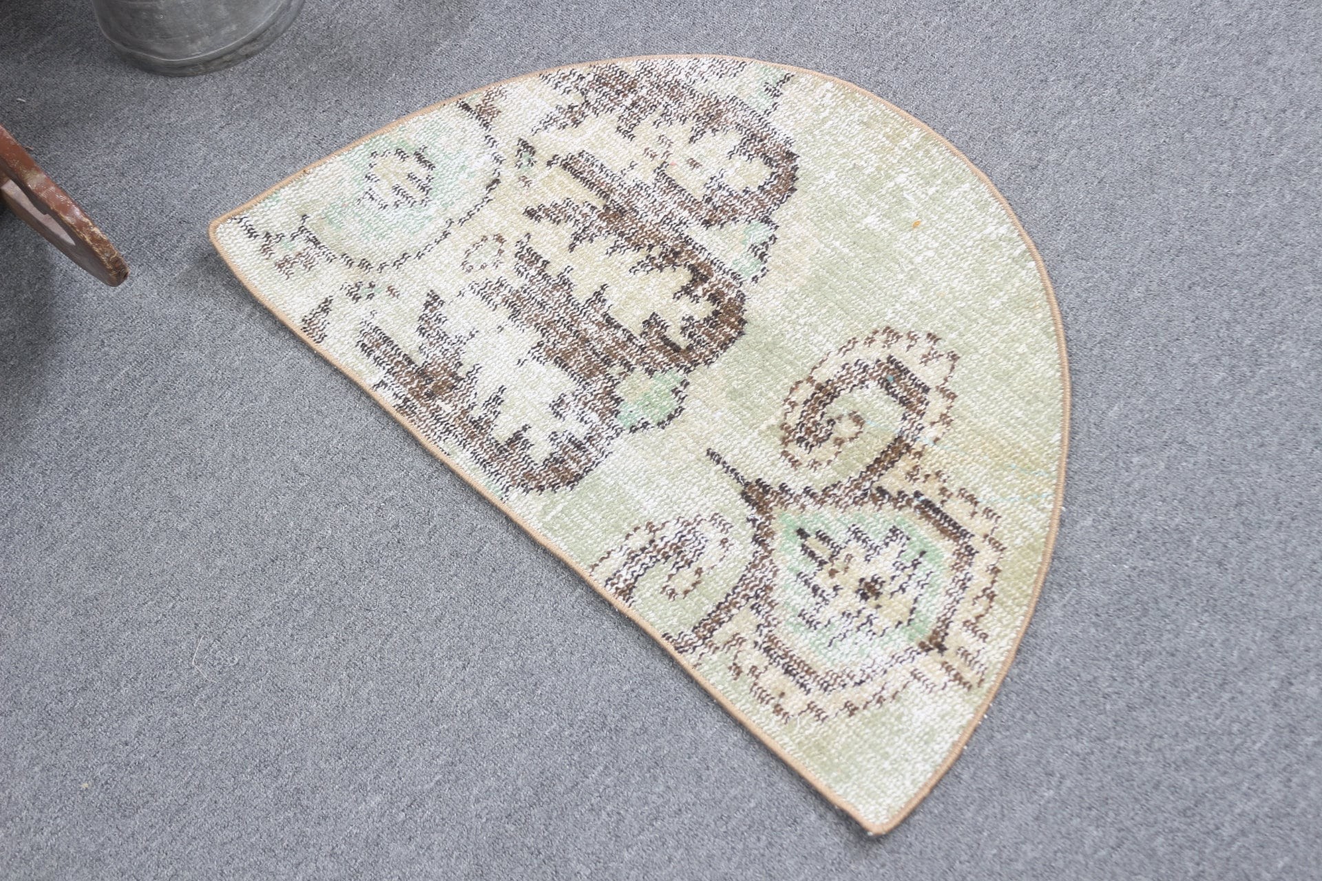 Bathroom Rugs, Antique Rug, Moroccan Rugs, Vintage Rug, 2.5x1.5 ft Small Rugs, Pale Rug, Green Home Decor Rug, Entry Rug, Turkish Rug