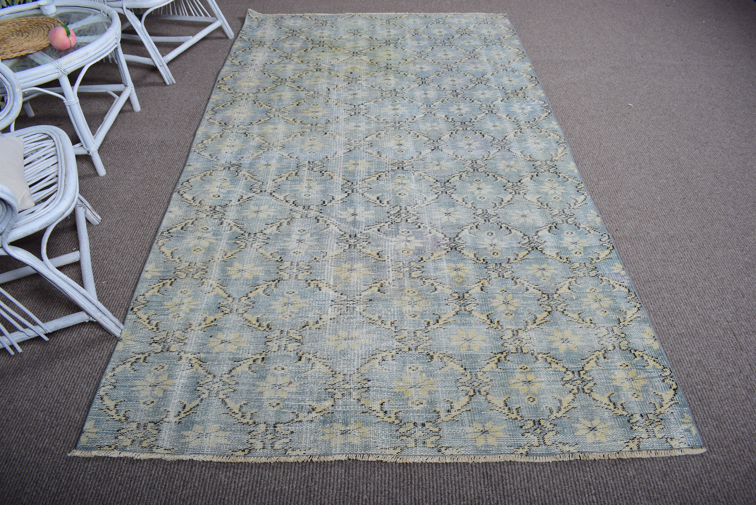 Cool Rug, Vintage Rug, 4.7x8.6 ft Large Rugs, Living Room Rug, Turkish Rug, Luxury Rugs, Dining Room Rugs, Tribal Rugs, Green Oushak Rugs