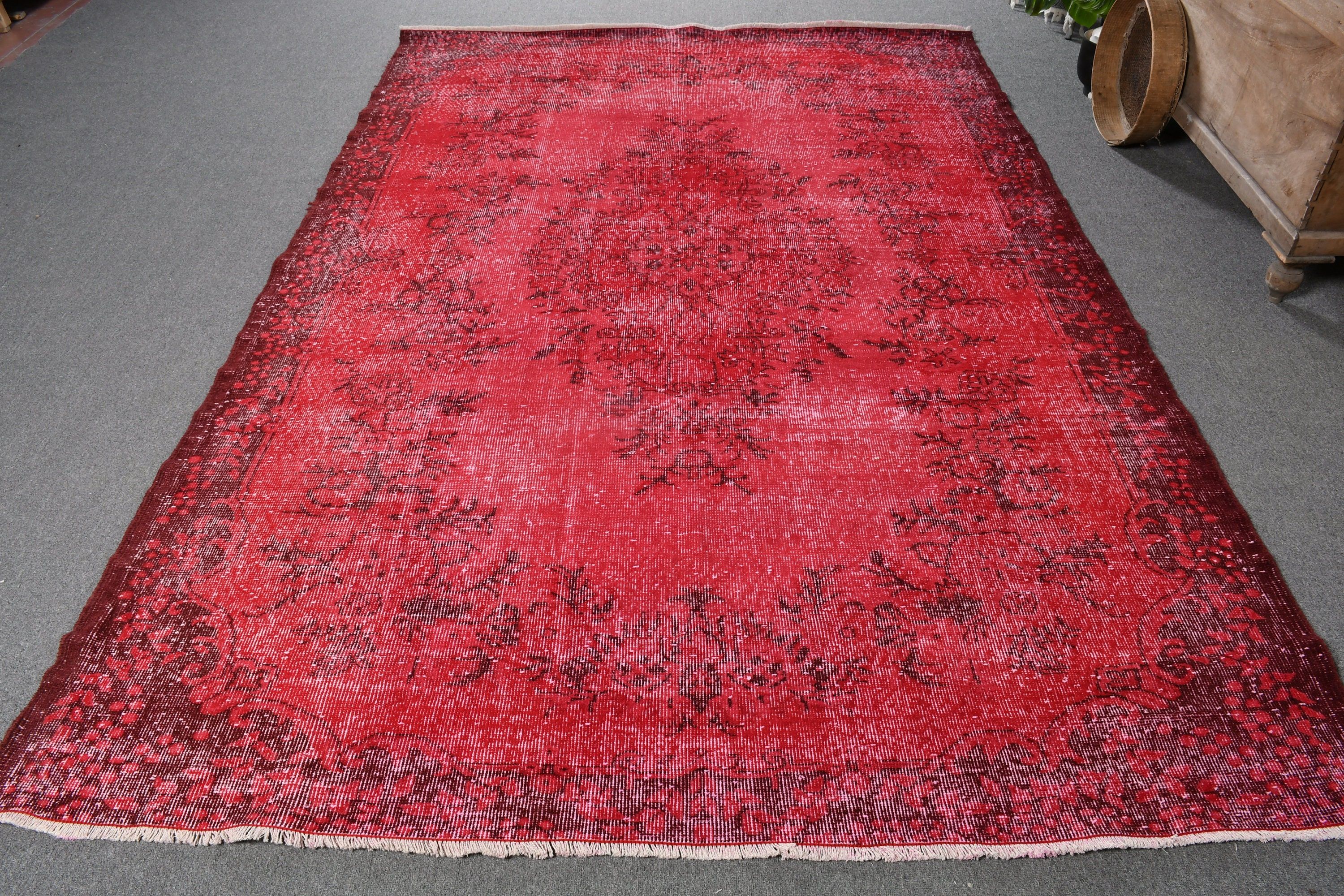 Rugs for Salon, Dining Room Rug, 6.2x9.1 ft Large Rug, Wool Rugs, Cool Rug, Large Area Rug Rugs, Vintage Rug, Red Bedroom Rug, Turkish Rugs