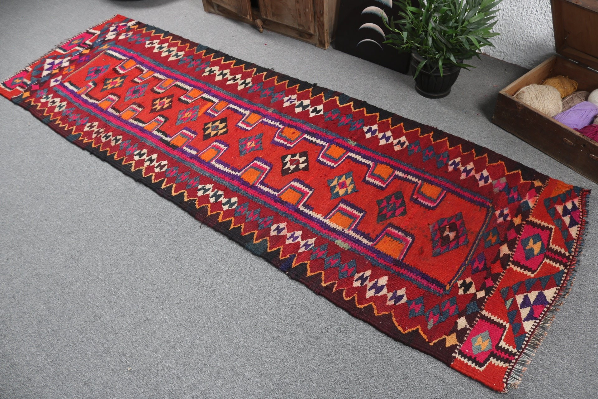 Vintage Halı, Türk Halıları, Mutfak Halıları, El Dokuma Halıları, Vintage Runner Halısı, Mor Boho Halısı, Yer Halısı, 2.8x8.9 ft Runner Halısı, Lüks Halılar