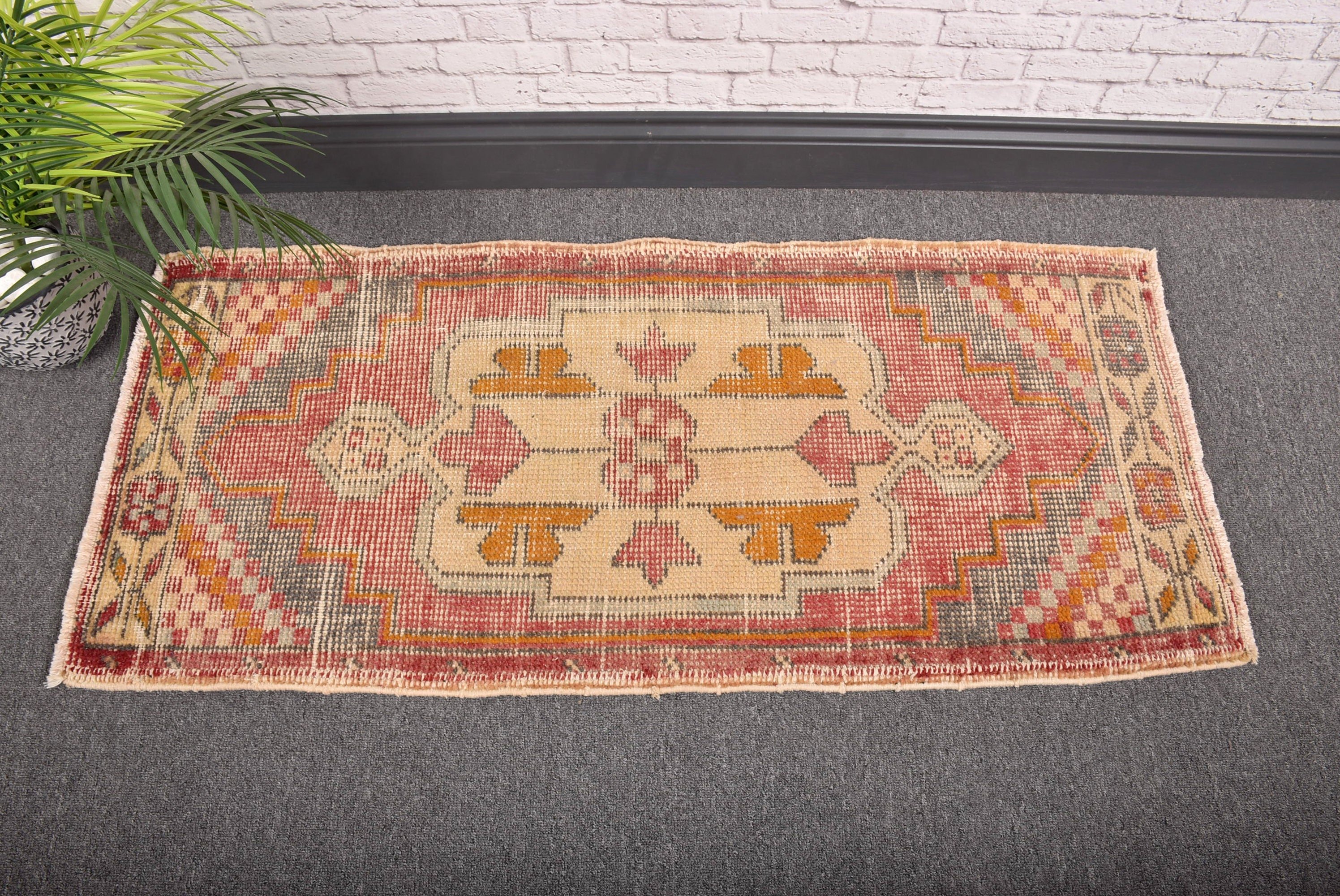 Turkish Rug, Pink Antique Rugs, Antique Rug, Kitchen Rugs, Vintage Rugs, Aztec Rugs, Wool Rugs, 1.7x3.8 ft Small Rugs, Nursery Rugs