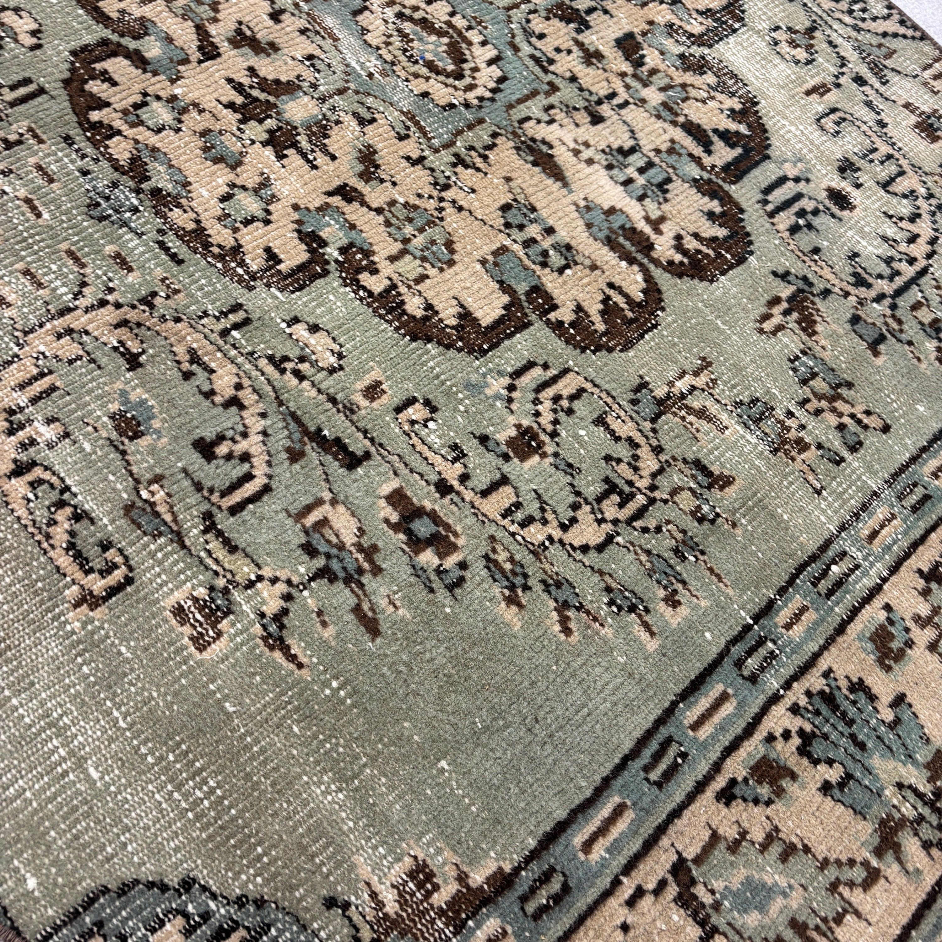 Green Wool Rugs, Luxury Rugs, Handwoven Rugs, Entry Rug, Turkish Rug, Bedroom Rugs, Vintage Rug, Car Mat Rugs, 3.7x3.7 ft Small Rugs