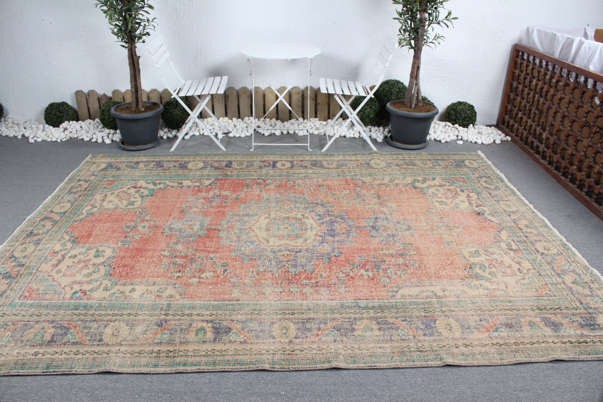 Anadolu Halısı, Mutfak Halısı, Organik Halı, Kırmızı 7.3x9.9 ft Büyük Boy Halılar, Salon Halısı, Vintage Halı, Türk Halısı, Salon Halısı