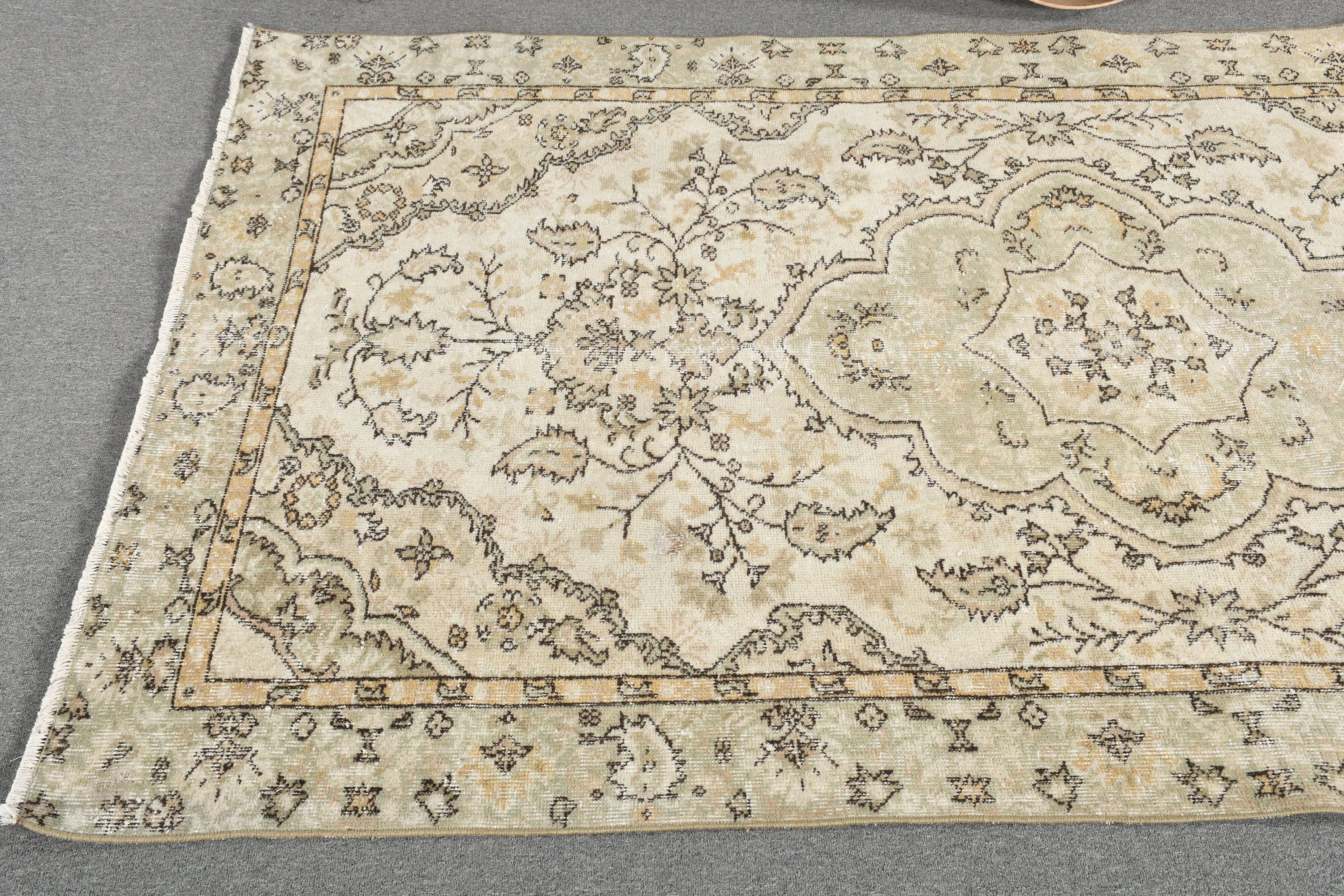 Yemek Odası Halıları, 5x8,4 ft Büyük Halı, Vintage Halılar, Pastel Halı, Antika Halı, Türk Halısı, Yeşil Oryantal Halılar, Anadolu Halısı, Yatak Odası Halıları