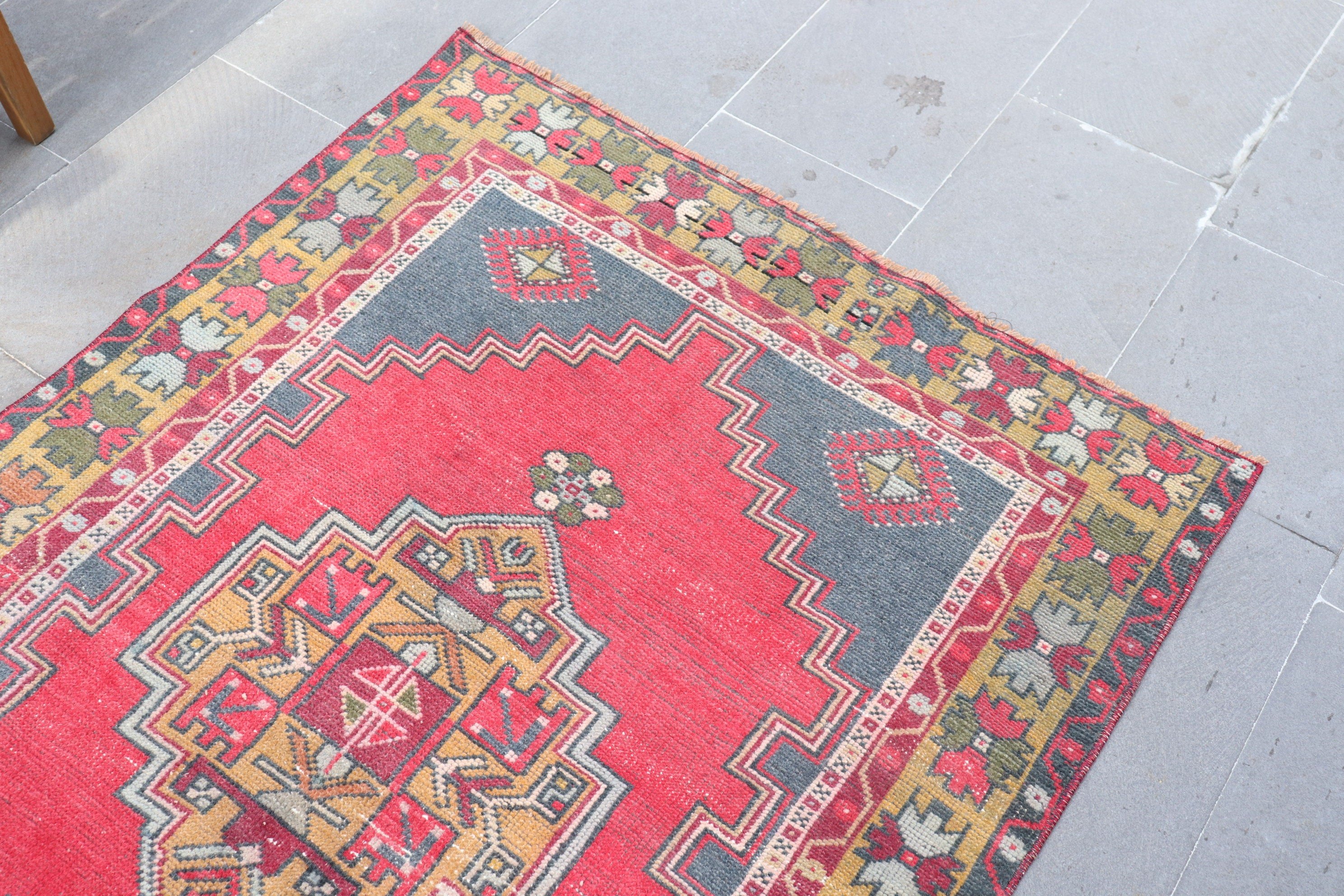 3.7x7 ft Area Rug, Oriental Rug, Pink Oushak Rug, Rugs for Area, Vintage Rug, Anatolian Rug, Nursery Rug, Kitchen Rugs, Turkish Rugs