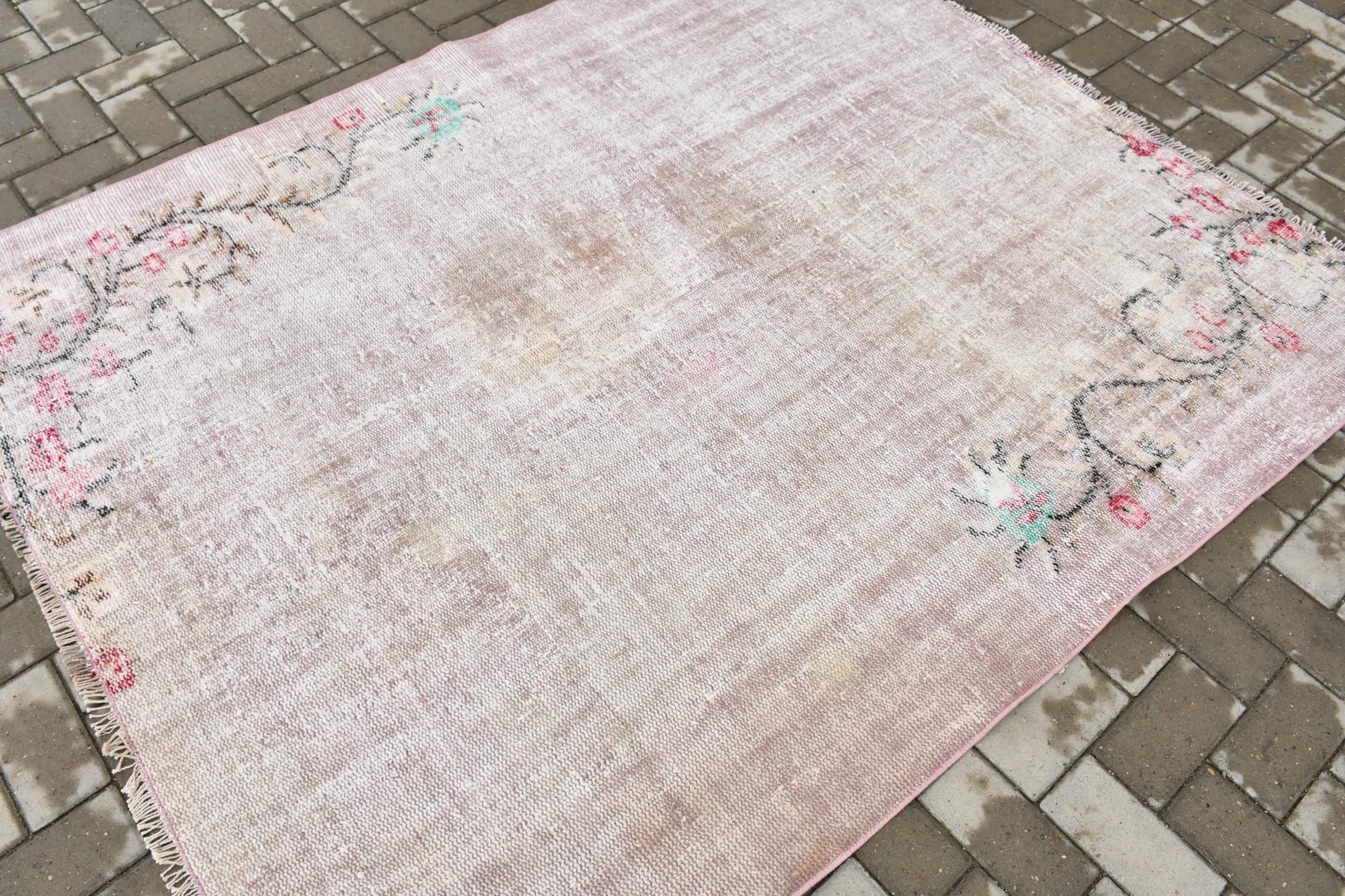 Turkish Rug, Floor Rug, Designer Rug, Nursery Rugs, Pink Anatolian Rug, Vintage Rug, 5.2x6.3 ft Area Rug, Rugs for Area, Bedroom Rug