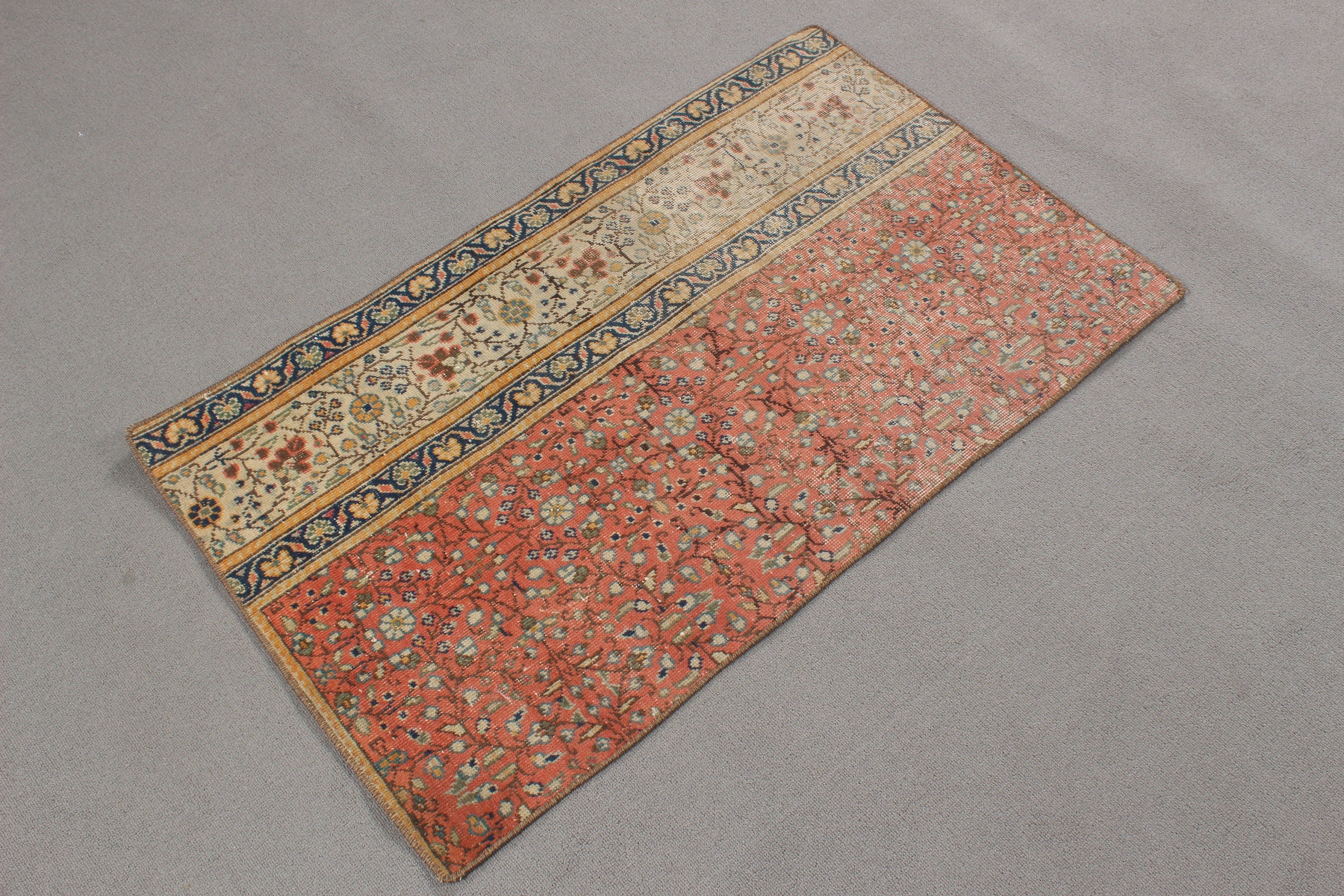 Oriental Rugs, Door Mat Rugs, Rugs for Entry, Red Floor Rug, Nursery Rugs, Turkish Rugs, 2x3.3 ft Small Rug, Vintage Rug