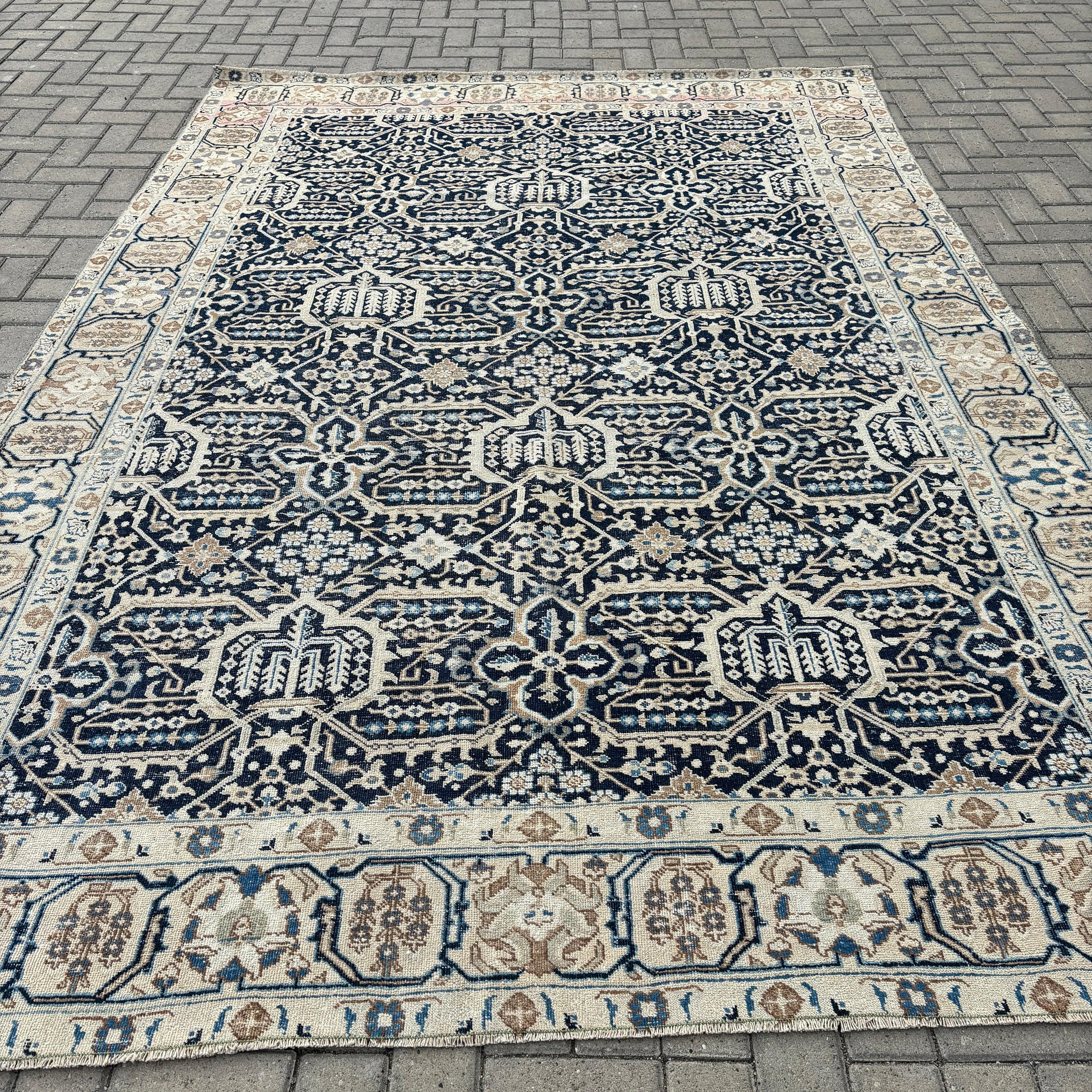 Fas Halısı, 6.8x10.1 ft Büyük Halılar, Ev Dekorasyonu Halıları, Bej Lüks Halı, Yemek Odası Halısı, Türk Halısı, Büyük Oushak Halısı, Vintage Halılar