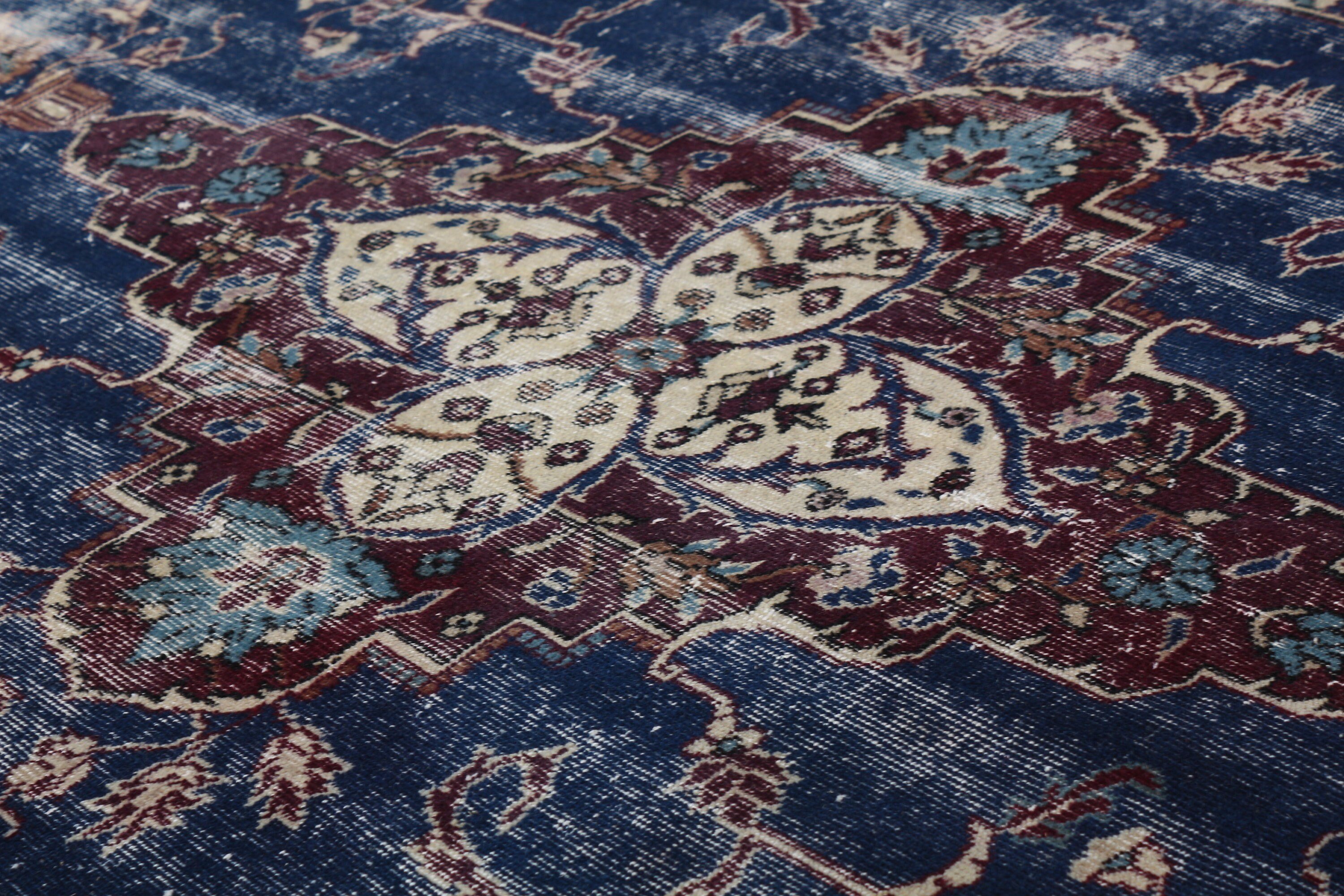 4.2x7.6 ft Area Rugs, Blue Oriental Rug, Anatolian Rug, Bedroom Rugs, Kitchen Rugs, Vintage Rug, Turkish Rug, Designer Rug, Moroccan Rugs