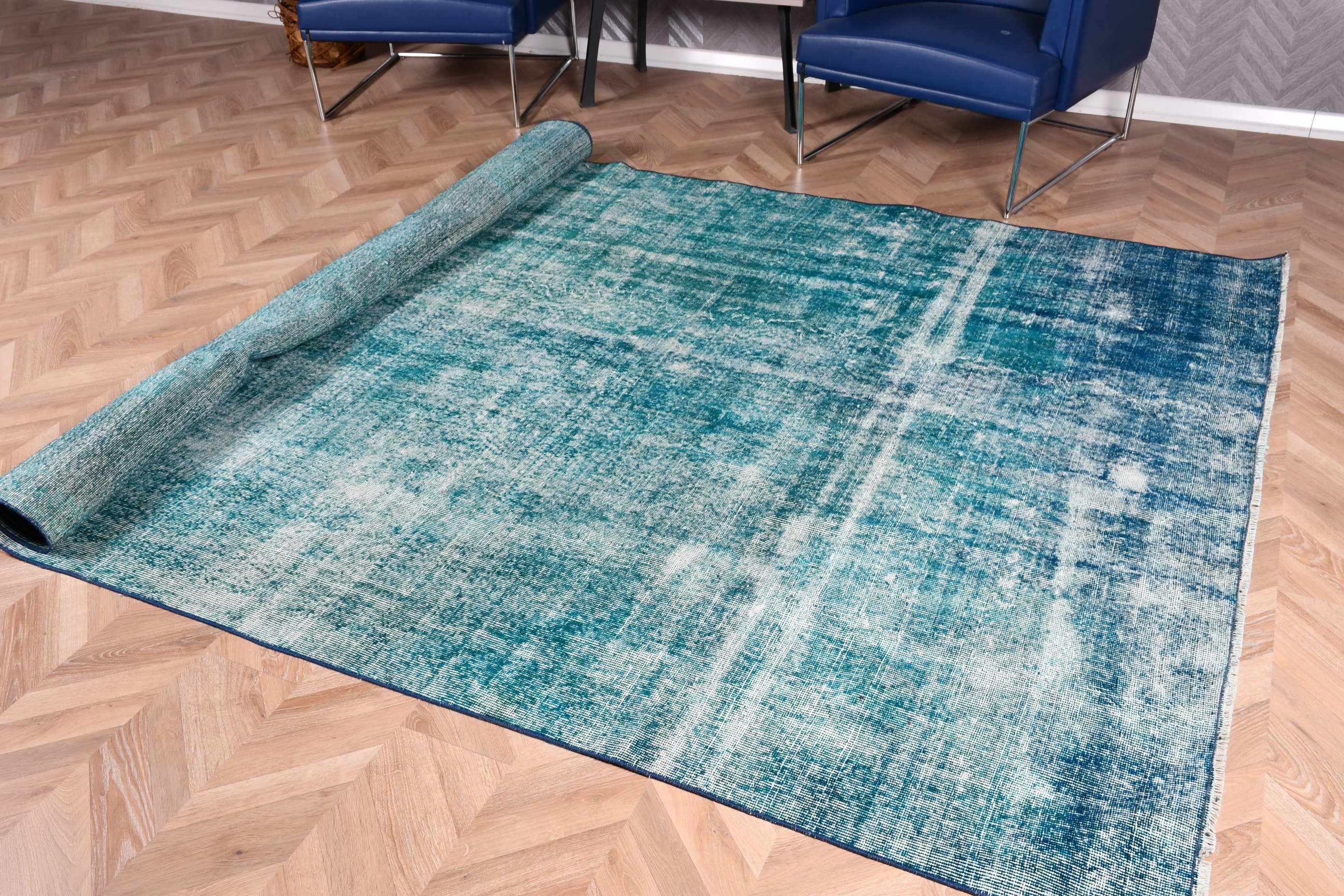 Kitchen Rug, Abstract Rugs, Living Room Rug, Blue  6.5x11.8 ft Oversize Rugs, Wool Rug, Vintage Rug, Turkish Rug, Saloon Rugs