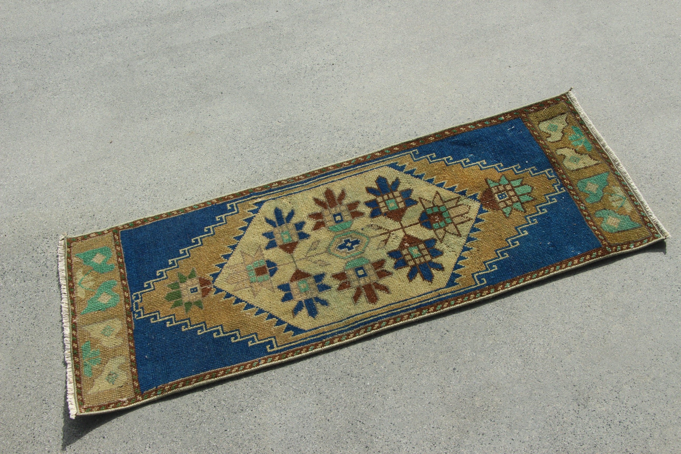 Türk Halısı, Duvara Asılı Halı, Fas Halısı, Boho Halıları, Mavi Fas Halıları, Vintage Halılar, Yatak Odası Halısı, Geometrik Halı, 1.2x3.3 ft Küçük Halı