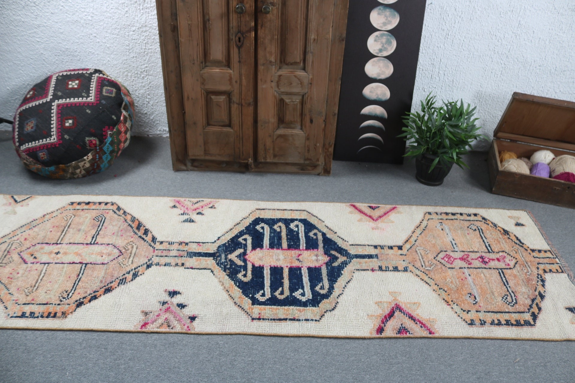 Vintage Rugs, Vintage Runner Rugs, Flatweave Rugs, Floor Rugs, Beige Wool Rugs, Long Runner Rug, Turkish Rugs, 2.7x8.7 ft Runner Rug