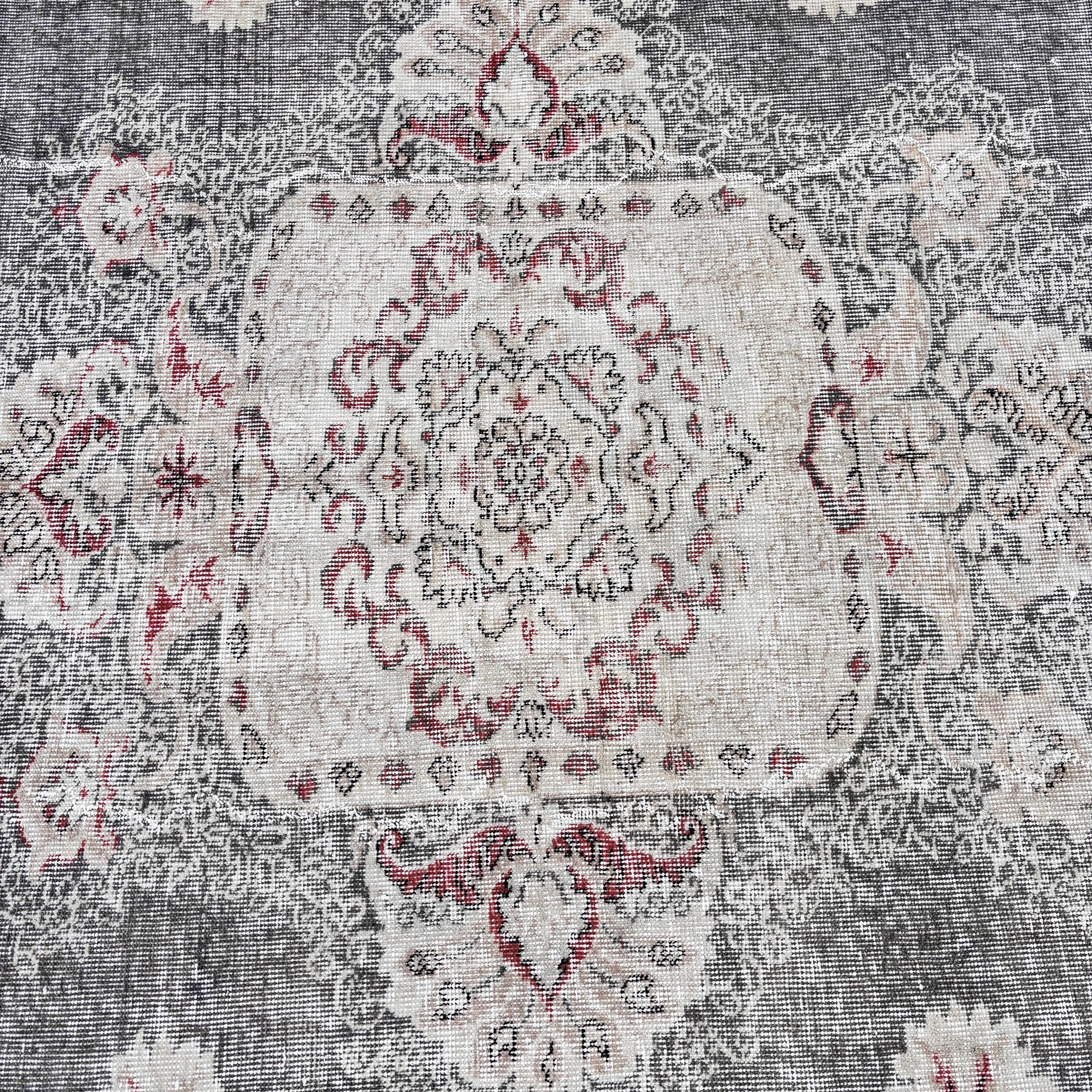 Neutral Rugs, Turkish Rugs, Gray Cool Rug, Anatolian Rugs, Turkey Rug, Bedroom Rugs, Vintage Rug, 6.5x9.7 ft Large Rug, Large Oushak Rugs