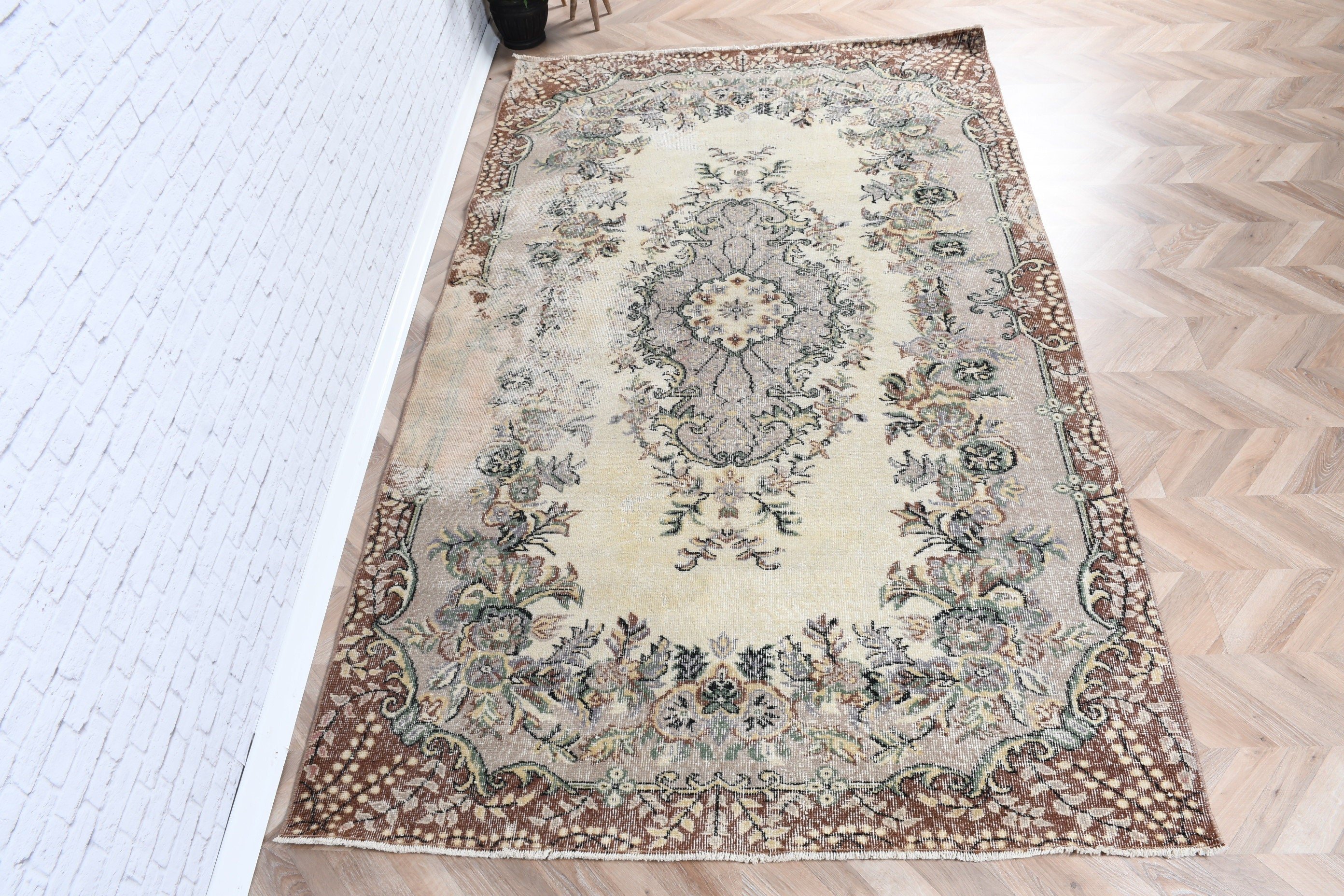 5.4x9.1 ft Büyük Halı, Yatak Odası Halıları, Mutfak Halıları, Vintage Halılar, Bej Yün Halı, Lüks Halı, Türk Halıları, Büyük Vintage Halılar, El Dokuma Halı