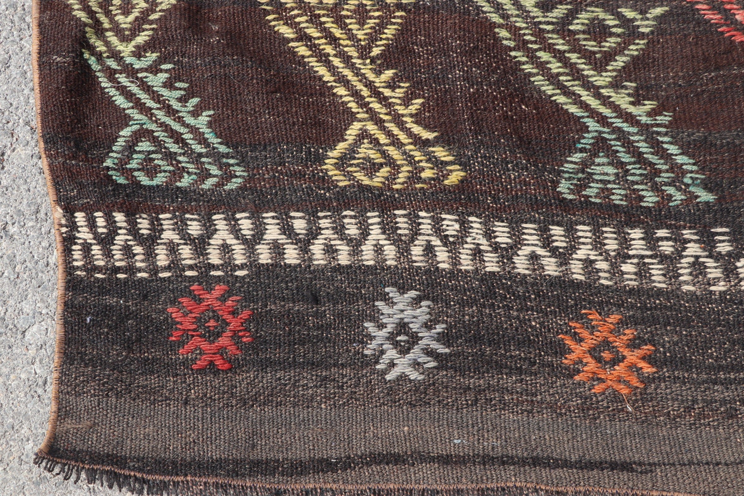 Kilim, Kahverengi Mutfak Halıları, Salon Halısı, 5.4x11.6 ft Büyük Halılar, Türk Halıları, Vintage Halı, Oryantal Halı, Fas Halısı, Yemek Odası Halısı