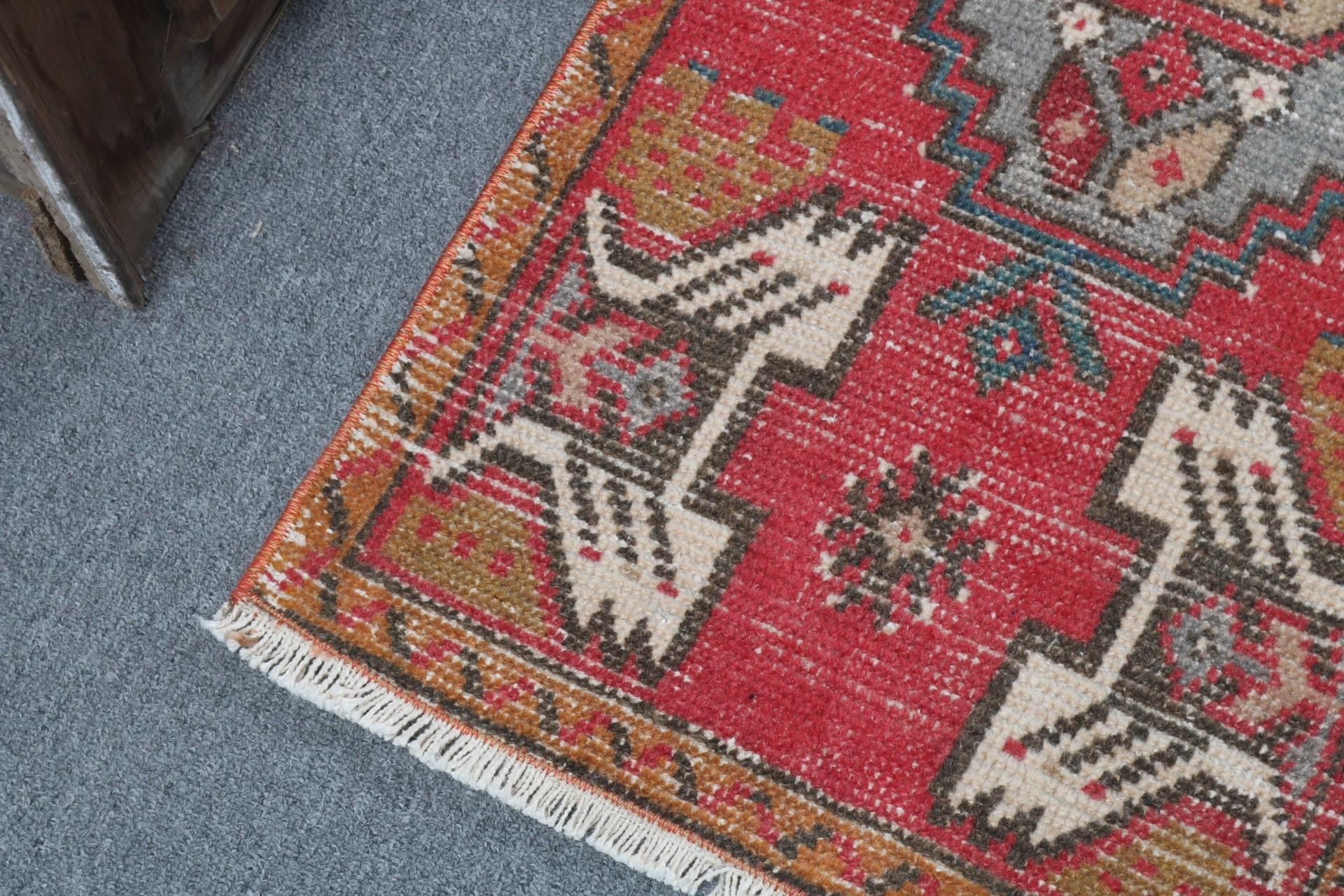 1.5x3.2 ft Small Rug, Bath Rugs, Rugs for Bedroom, Car Mat Rugs, Vintage Rugs, Cool Rugs, Flatweave Rugs, Red Floor Rugs, Turkish Rug