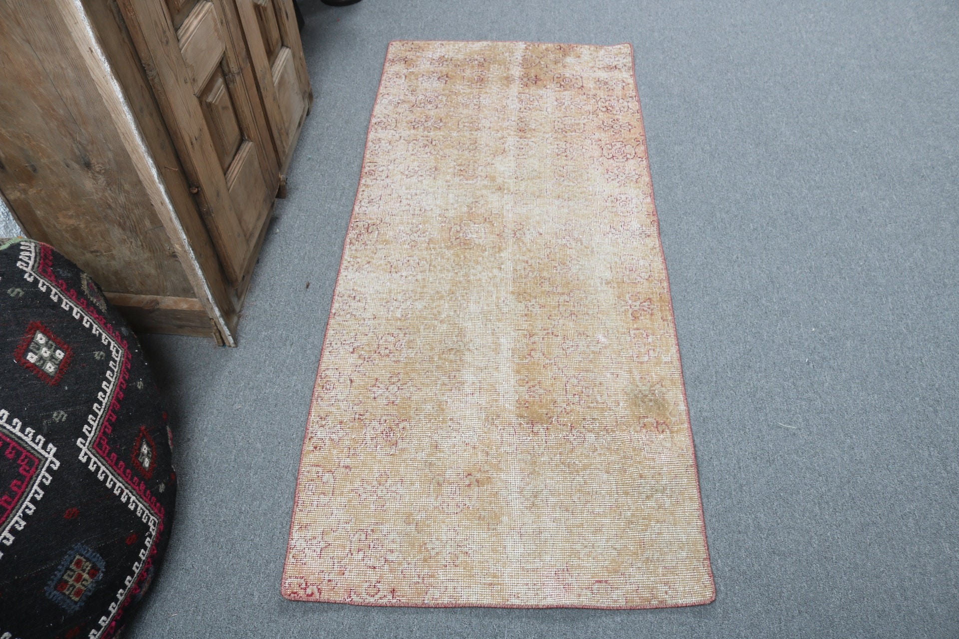 Küçük Alan Halısı, Araba Paspas Halısı, Banyo Halıları, Vintage Halı, 2,4x5,5 ft Küçük Halılar, Yatak Odası Halısı, Yün Halılar, Sarı Oushak Halısı, Türk Halısı