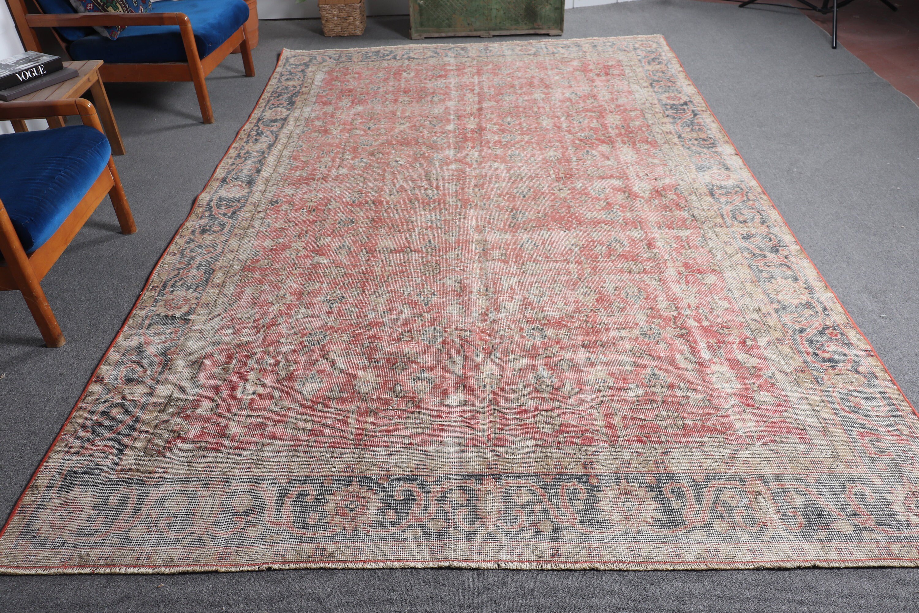 Home Decor Rug, Turkish Rugs, Salon Rug, Cute Rug, 7x11.2 ft Oversize Rugs, Living Room Rugs, Vintage Rug, Red Oriental Rugs