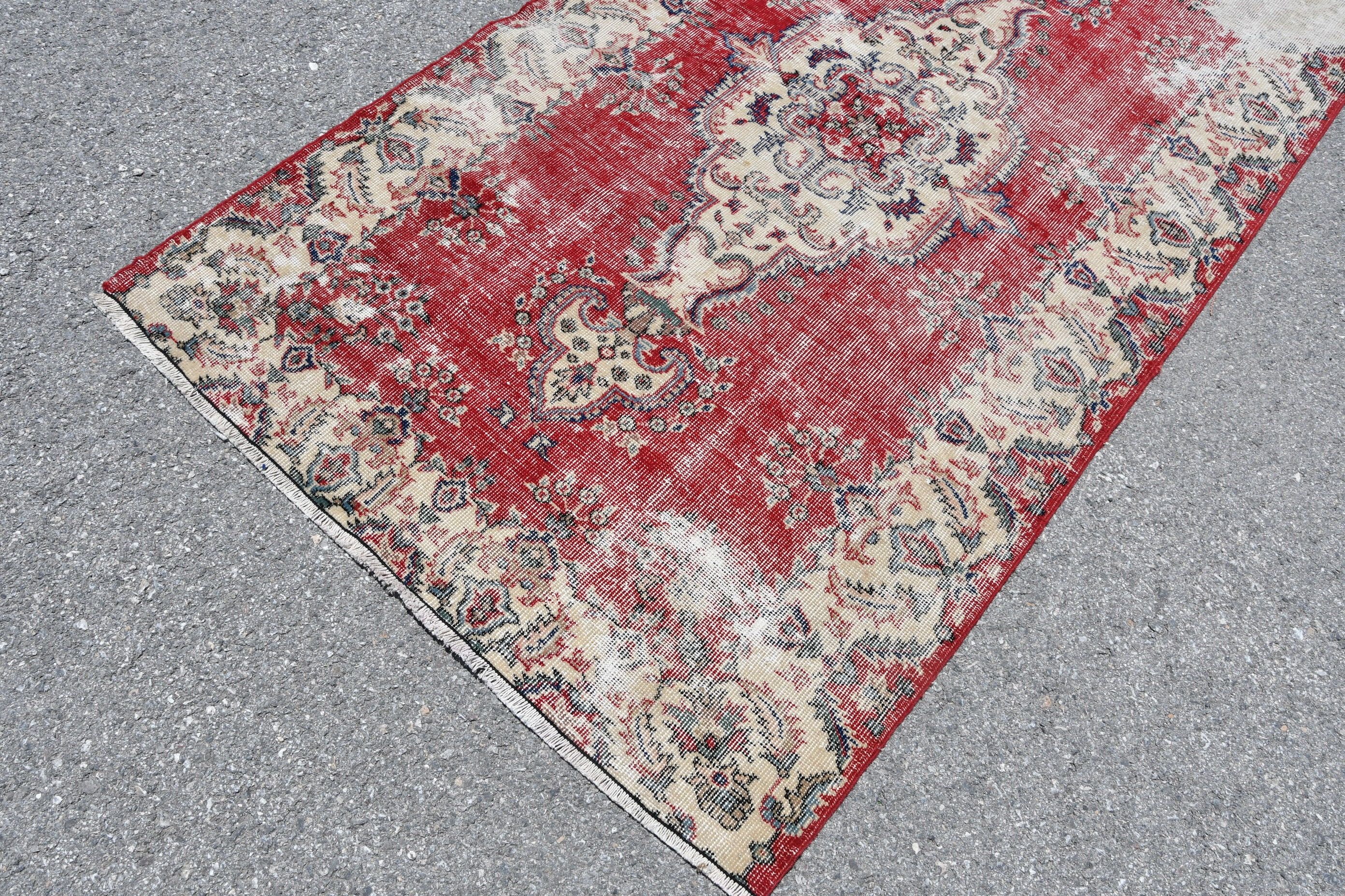 Living Room Rug, 3.8x6.8 ft Area Rug, Turkish Rugs, Home Decor Rug, Rugs for Dining Room, Vintage Rugs, Red Oriental Rug