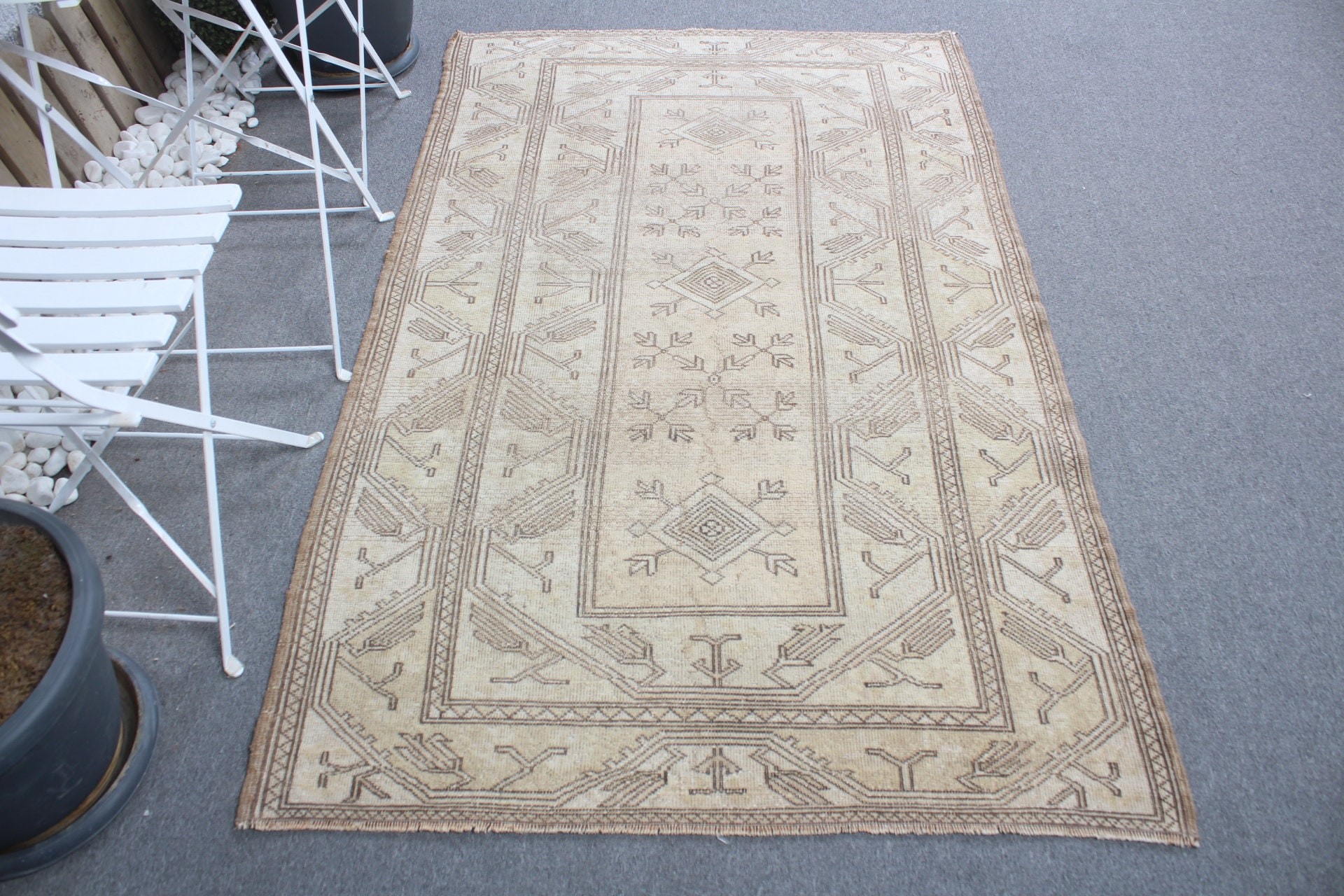 Kitchen Rug, Rugs for Nursery, Beige Cool Rug, Home Decor Rugs, Vintage Rugs, Turkish Rug, Nursery Rugs, 3.8x6.3 ft Accent Rug, Cool Rugs