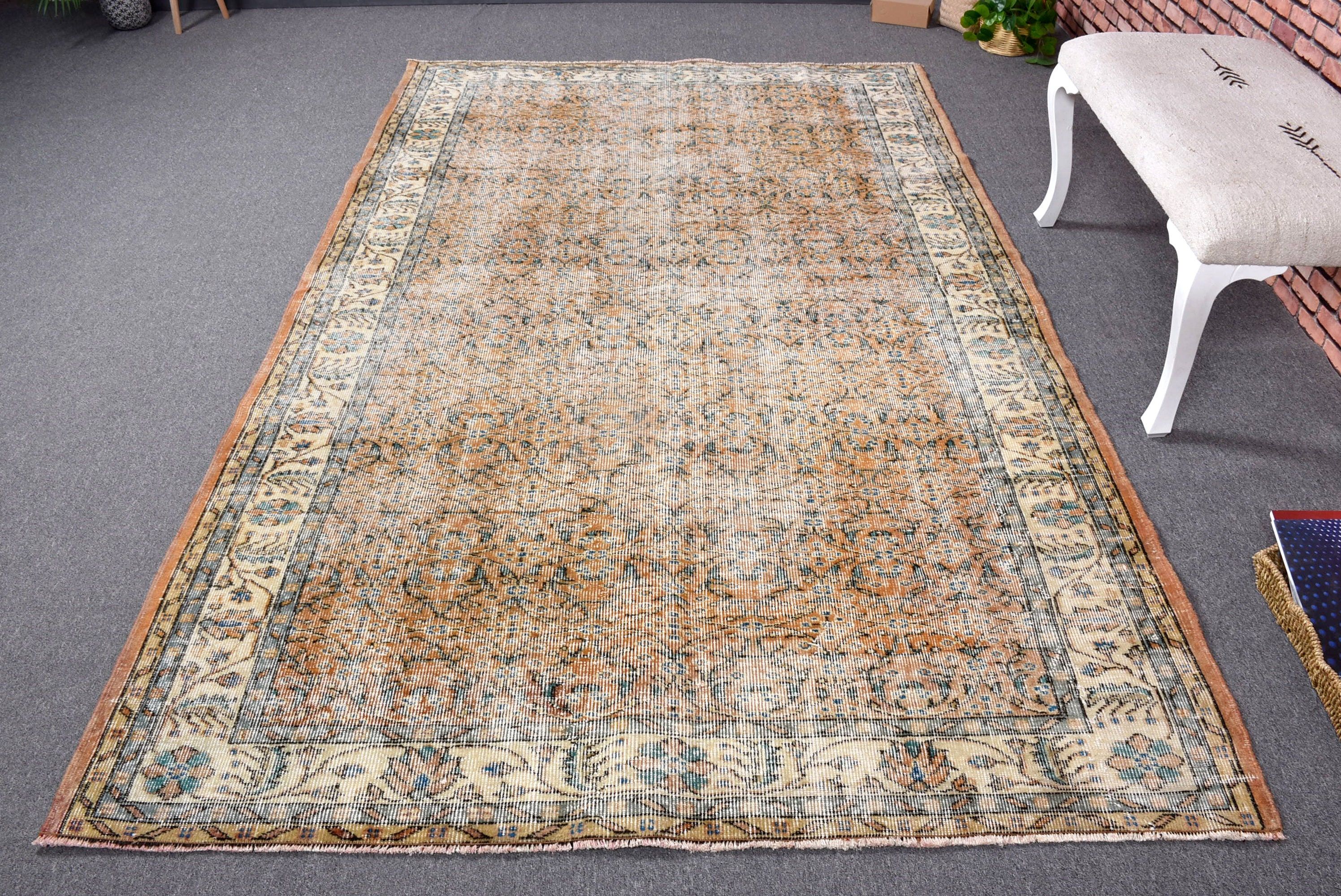 Büyük Boho Halılar, Oturma Odası Halısı, Düz Dokuma Halılar, Vintage Halılar, Turuncu Yün Halılar, 5,4x8,8 ft Büyük Halılar, Oryantal Halılar, Türk Halısı