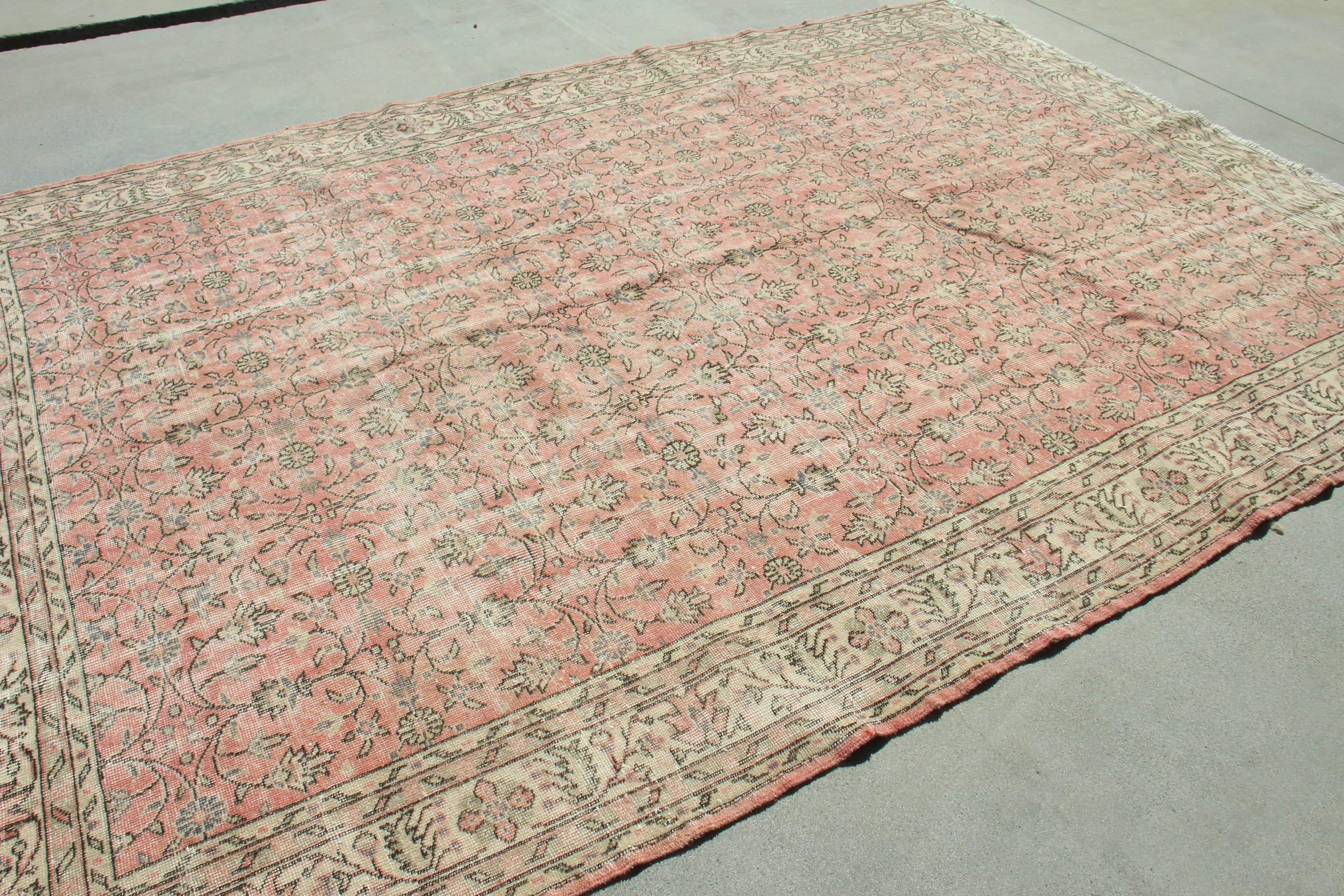 Vintage Rugs, Modern Rugs, 7.2x10.5 ft Oversize Rugs, Pink Modern Rugs, Oversize Turkish Rug, Turkish Rugs, Saloon Rug, Floor Rugs