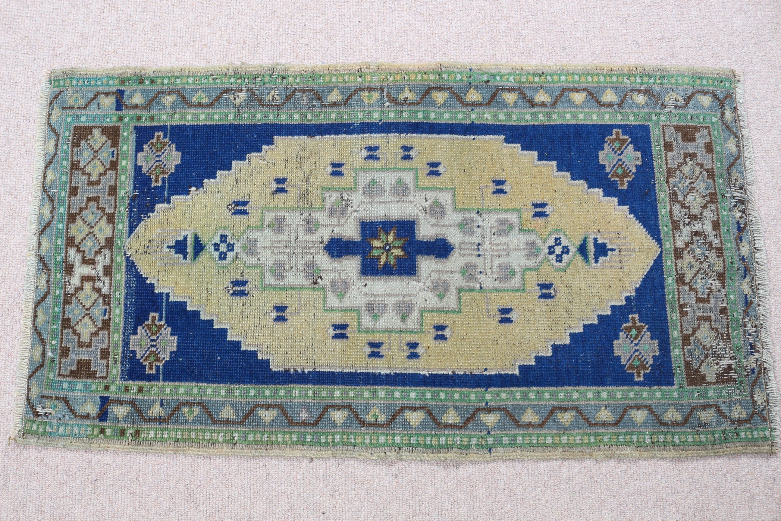 Antika Halı, Türk Halısı, Vintage Halılar, 1.7x3.1 ft Küçük Halılar, Duvara Asılı Halılar, Eski Halılar, Mavi Anadolu Halıları, Banyo Halısı, Yatak Odası Halıları