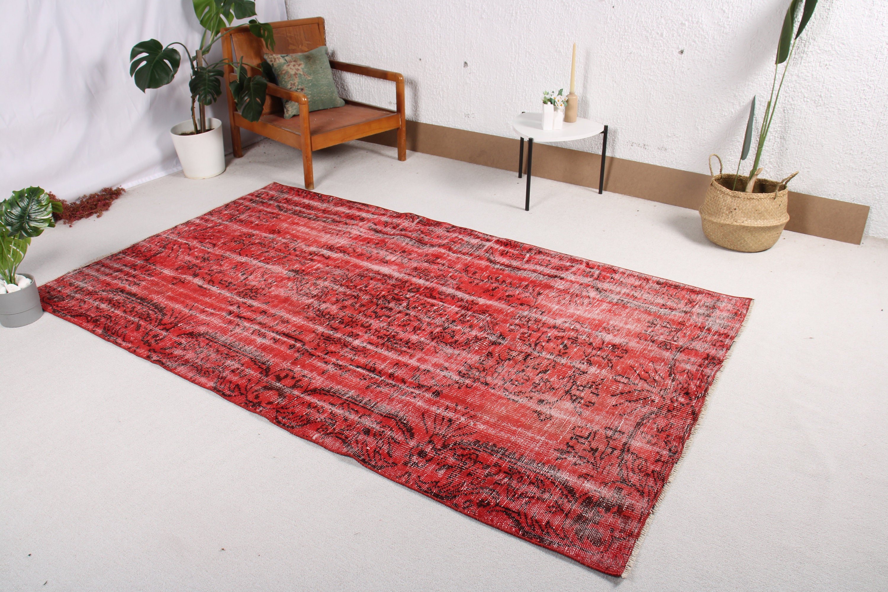 4.8x8 ft Area Rug, Moroccan Rugs, Red Statement Rug, Turkish Rugs, Oushak Rug, Floor Rug, Handwoven Rugs, Vintage Area Rugs, Vintage Rugs