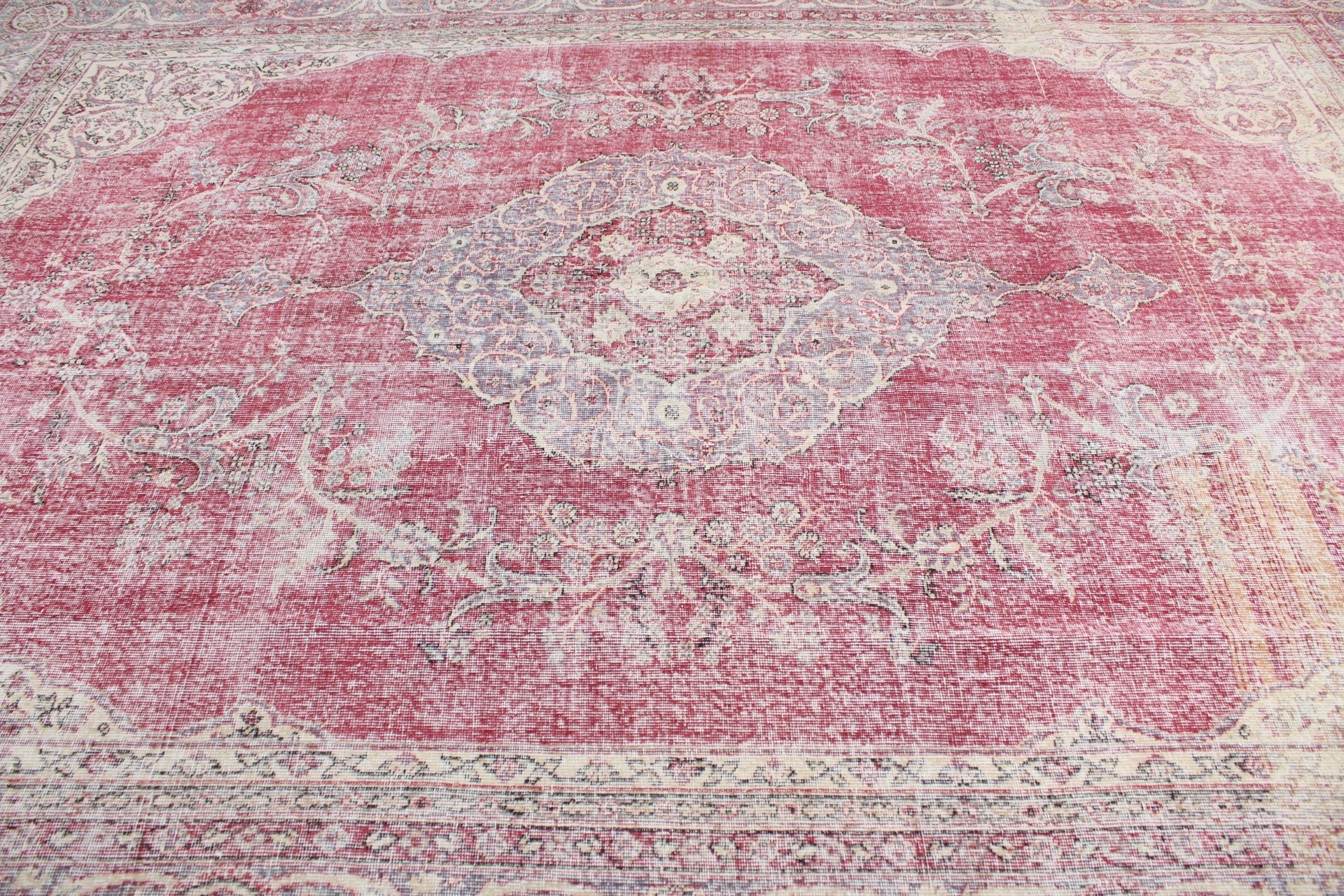 Red Wool Rug, Home Decor Rugs, Salon Rug, Oushak Rugs, Dining Room Rugs, Vintage Rugs, Pale Rugs, 9x12.4 ft Oversize Rug, Turkish Rugs