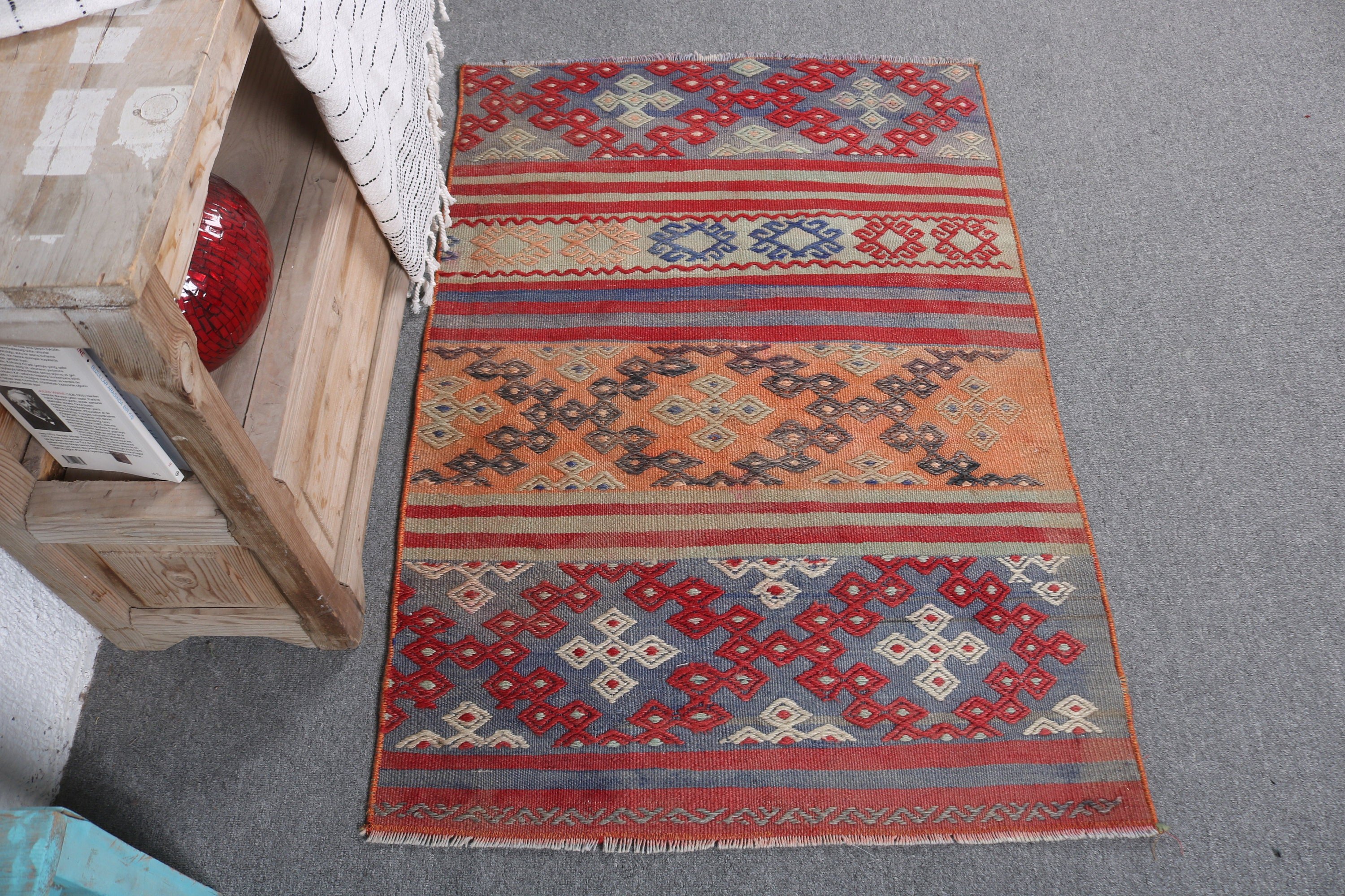 Turkish Rug, Kilim, Bathroom Rugs, Vintage Rugs, Kitchen Rugs, Door Mat Rugs, Neutral Rug, Purple Home Decor Rugs, 2.5x3.6 ft Small Rug