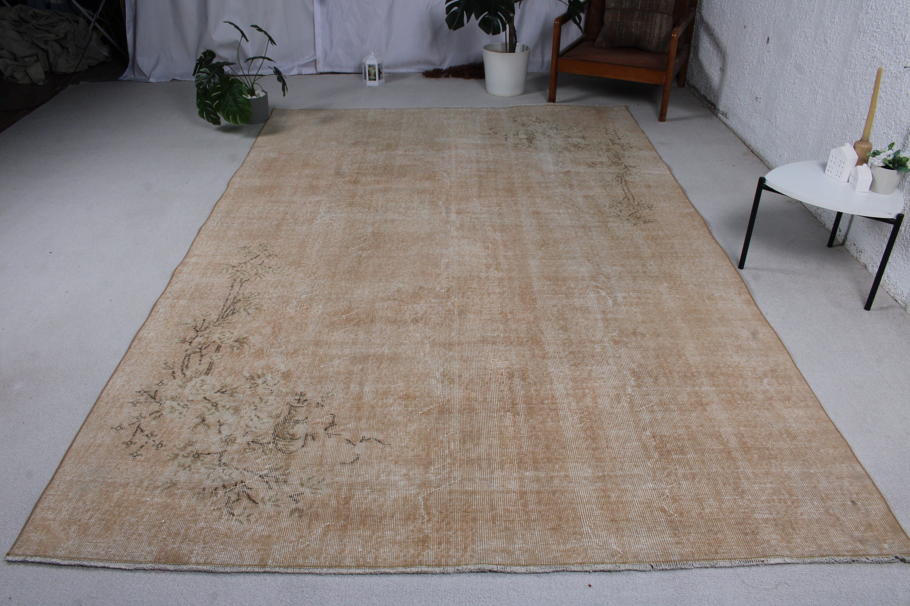 Beige Boho Rug, Turkish Rug, Bedroom Rugs, Vintage Rug, Rugs for Salon, Tribal Rug, 6.6x10.2 ft Large Rugs, Living Room Rug, Home Decor Rug