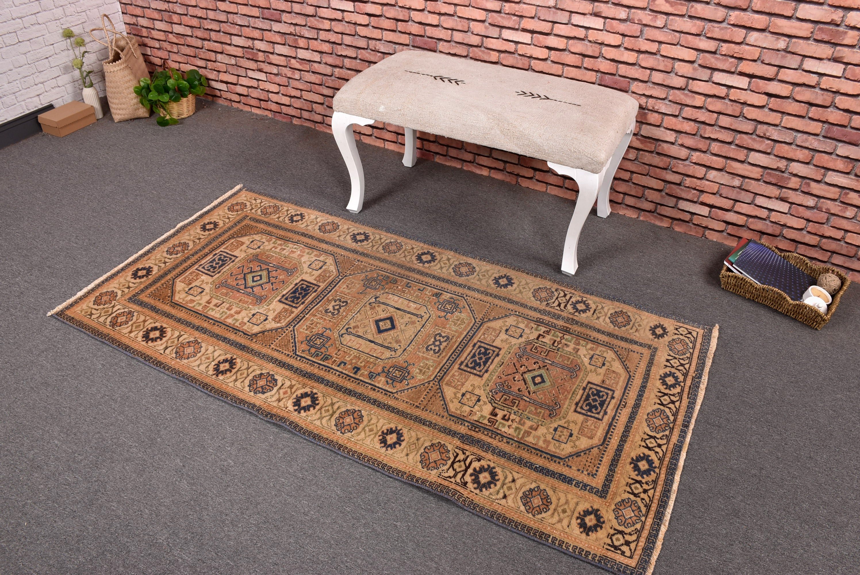 Yatak Odası Halısı, Vintage Halı, 3x5.9 ft Accent Halı, Turuncu Yün Halılar, Türk Halısı, Etnik Halı, Çocuk Halıları, Boho Vurgulu Halılar, Fas Halıları