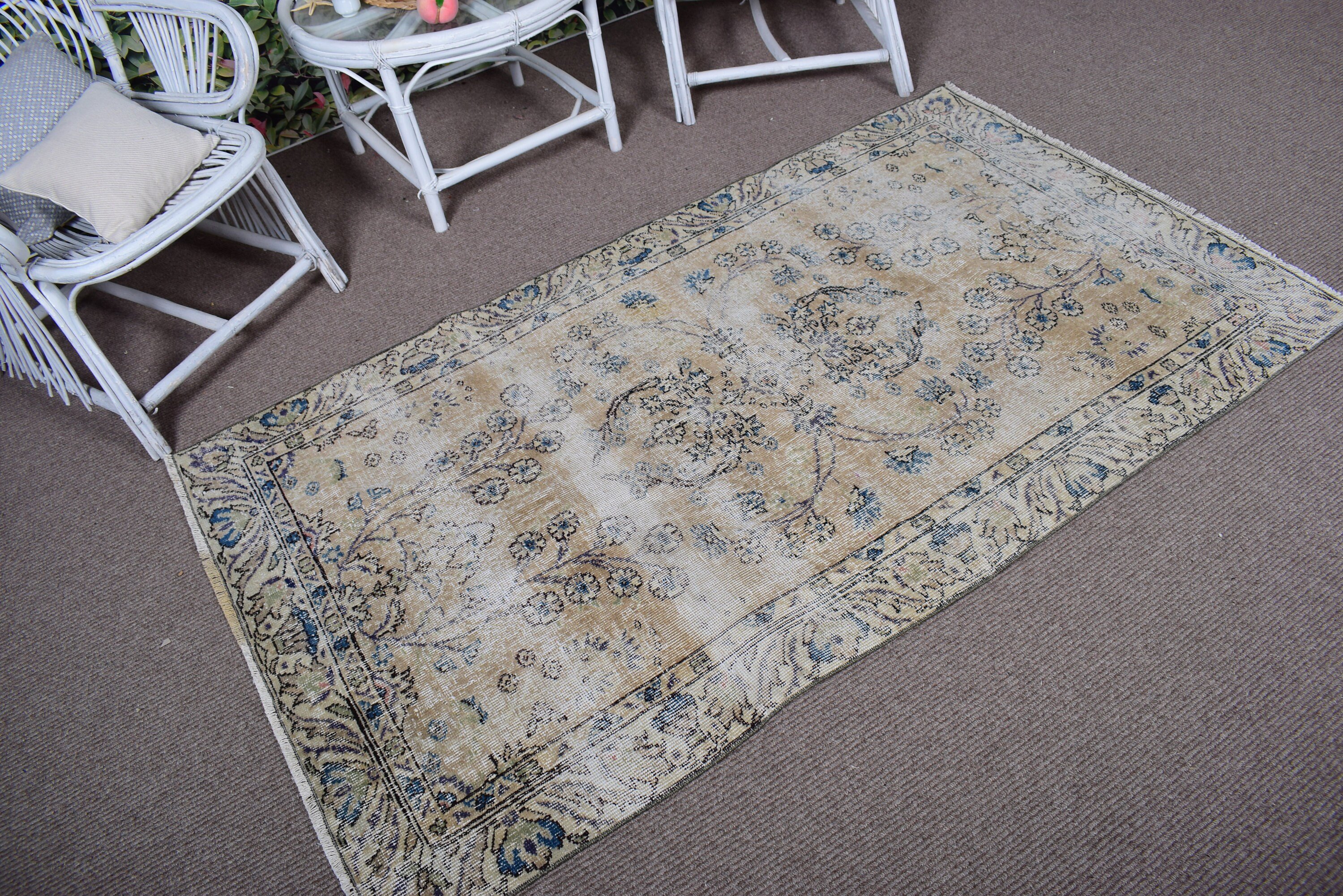 3.6x6.3 ft Accent Rugs, Turkey Rug, Beige Luxury Rug, Vintage Rug, Oriental Rug, Decorative Rug, Turkish Rug, Boho Accent Rug