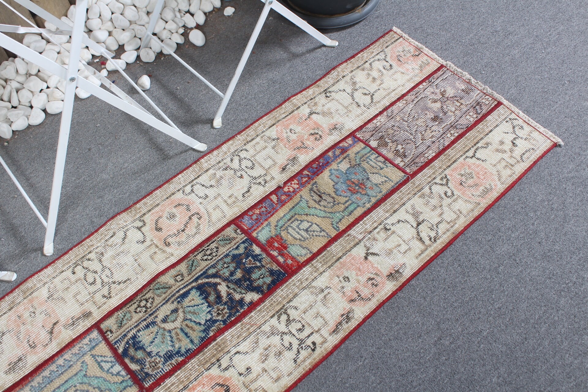 Rugs for Corridor, Beige Moroccan Rug, Vintage Rugs, Kitchen Rugs, Turkish Rug, Oushak Rug, Pastel Rug, 1.9x6.2 ft Runner Rug