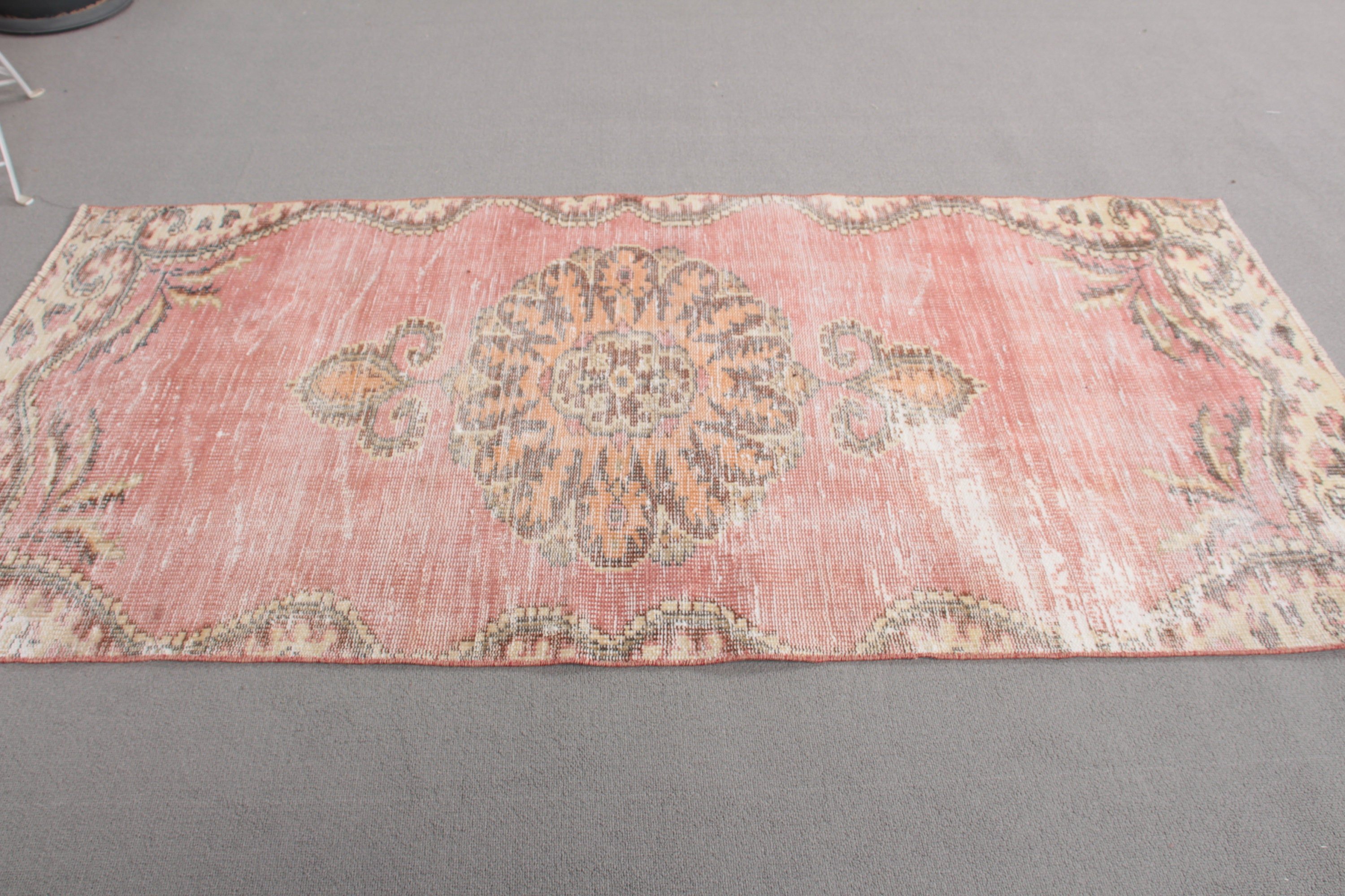 Antique Rug, Turkish Rug, Office Rugs, Bedroom Rugs, Red Geometric Rug, Vintage Rugs, 3x6.3 ft Accent Rugs, Vintage Accent Rugs, Floor Rug