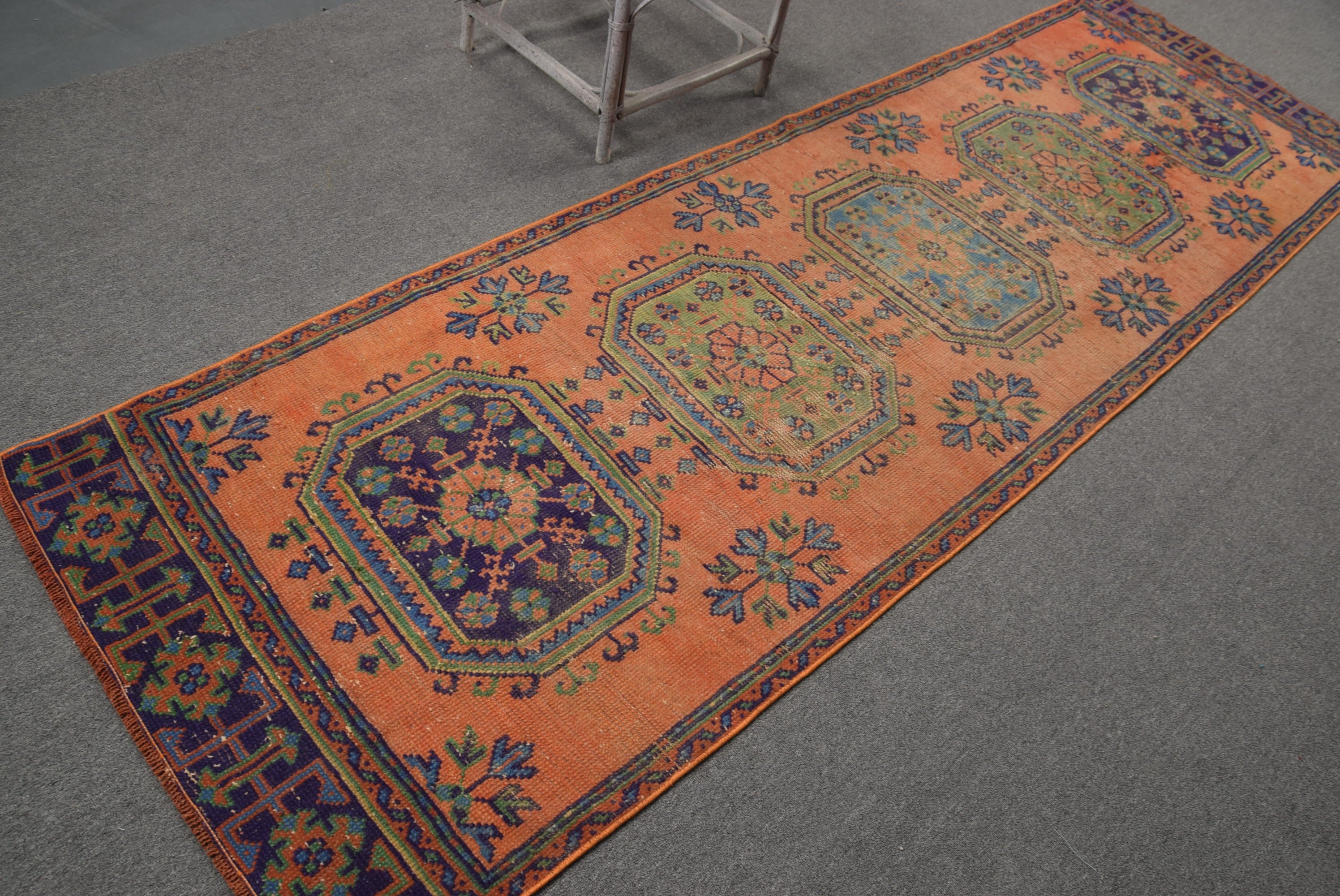 Vintage Halı, Turuncu Oushak Halı, Etnik Halı, Yer Halısı, Mutfak Halıları, Koridor Halısı, Fas Halısı, 3.1x10.1 ft Runner Halısı, Türk Halıları