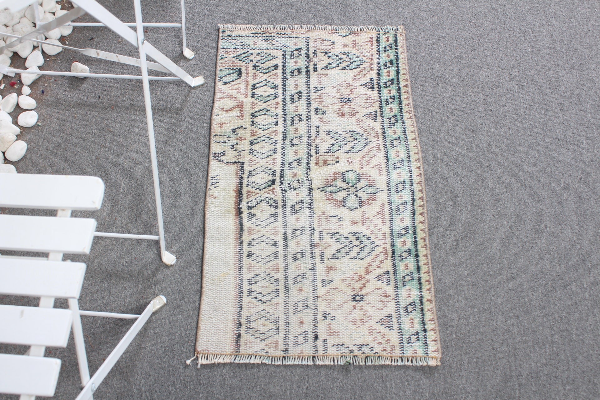 1.5x2.6 ft Küçük Halı, Araba Paspası Halıları, Yün Halı, Vintage Halılar, Çocuk Halısı, Türk Halısı, Mutfak Halıları, Bej Anadolu Halısı, Oushak Halısı