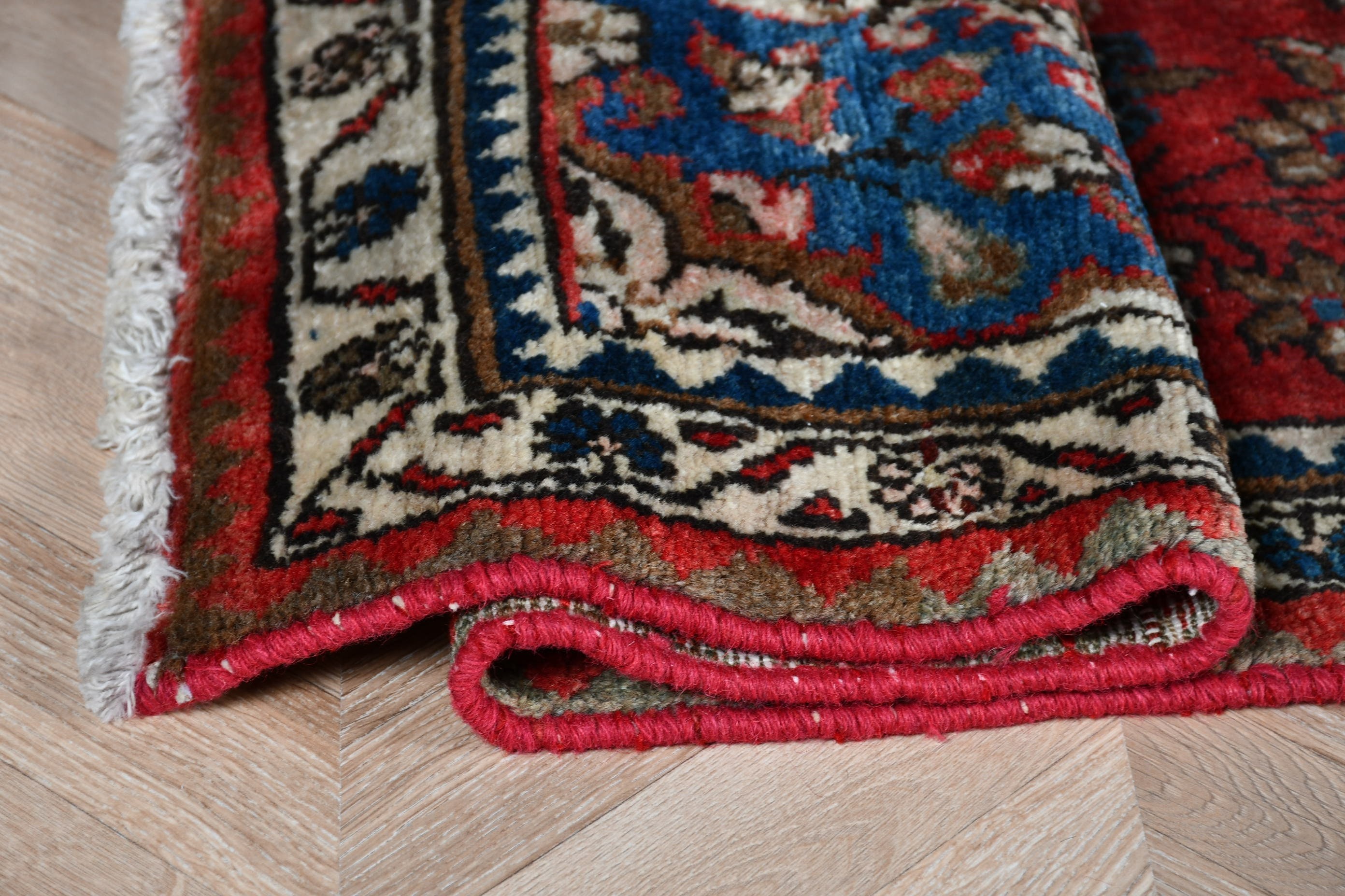 Vintage Rug, Oriental Rug, Floor Rugs, 2.3x9.5 ft Runner Rug, Turkish Rug, Rugs for Runner, Corridor Rugs, Kitchen Rugs, Red Floor Rug