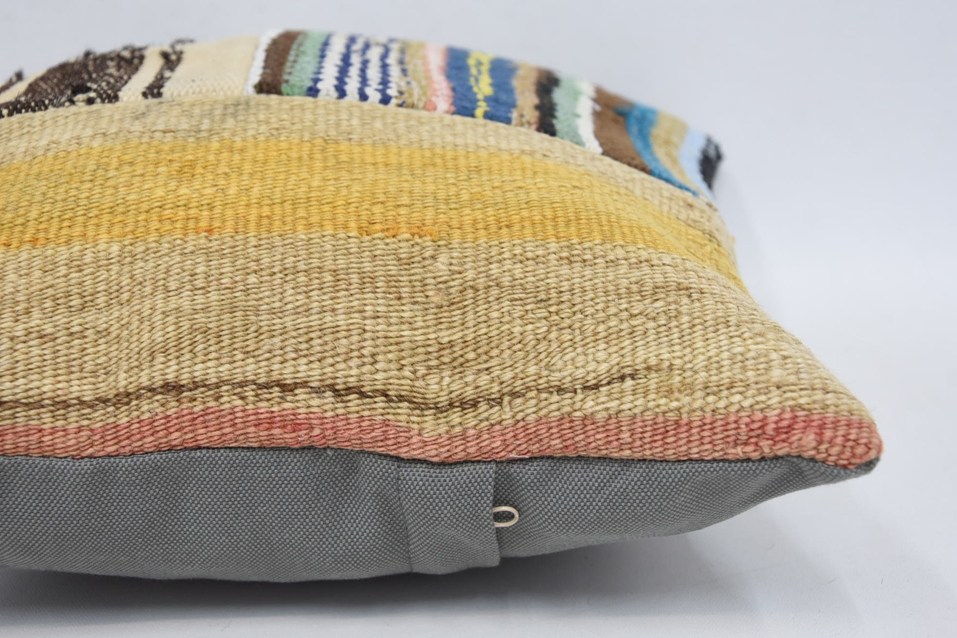 Kilim Pillow Cover, 14"x14" Beige Pillow, Boho Pillow Sham Cover, Turkish Kilim Pillow, Custom Pillow Sham, Lounge Throw Cushion