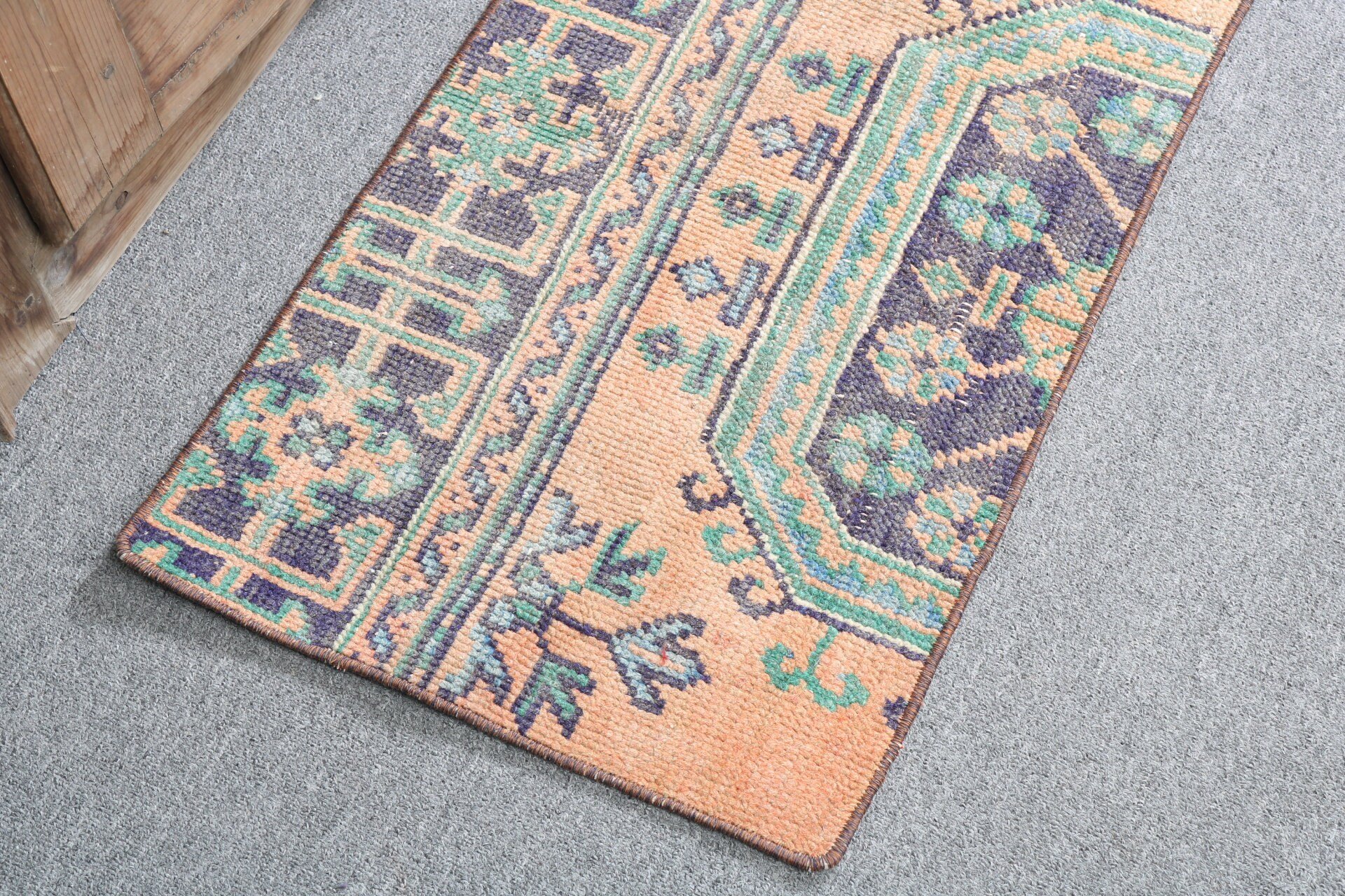 Banyo Halıları, Ev Dekorasyonu Halıları, Turuncu Soğuk Halılar, 1.5x3.1 ft Küçük Halı, Vintage Halılar, Boho Halılar, Duvara Asılı Halı, Türk Halıları, El Dokuma Halı