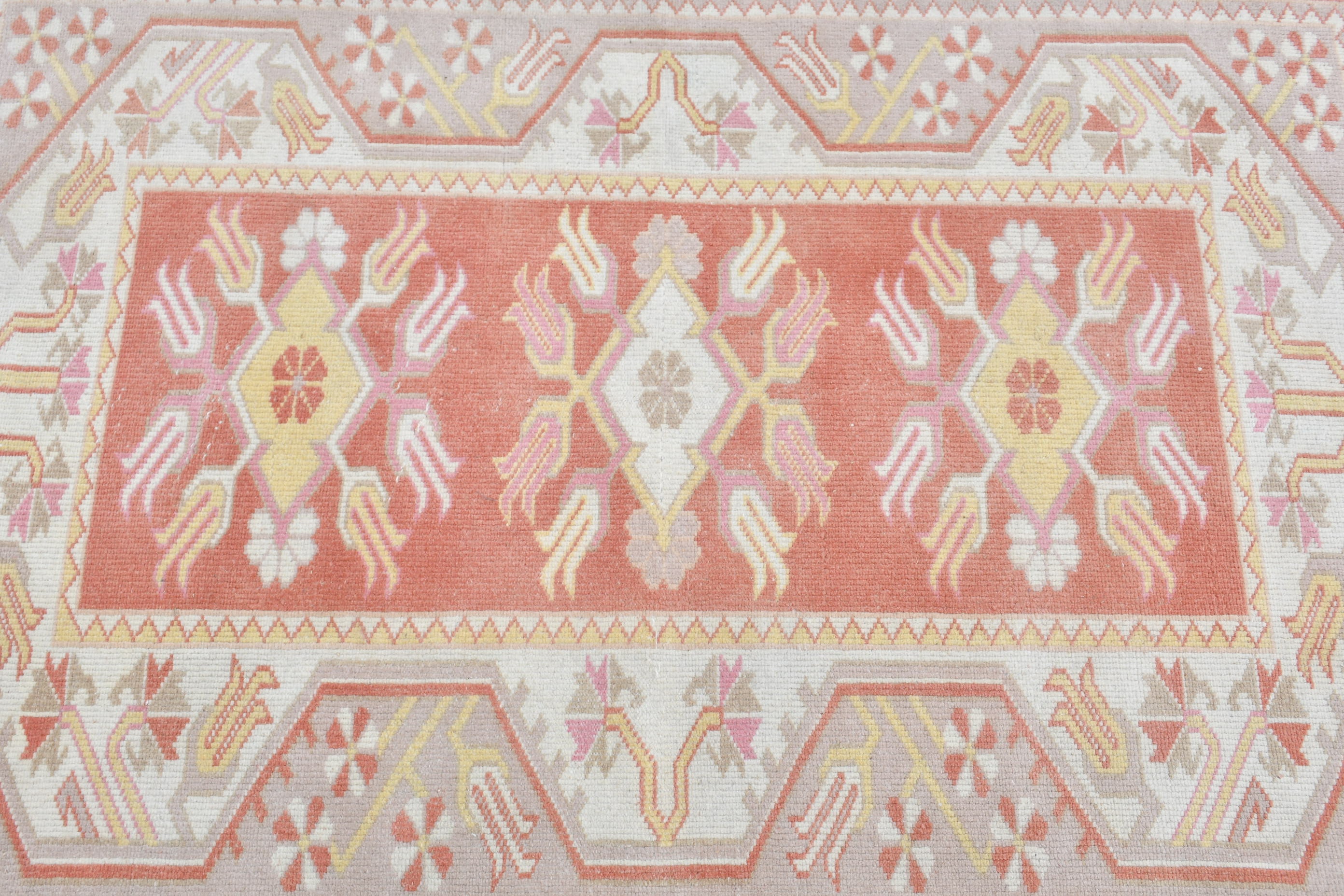 Pink Oushak Rug, Vintage Rugs, Oushak Rugs, Rugs for Kitchen, Wall Hanging Rugs, 2.9x4.2 ft Small Rug, Wool Rug, Kitchen Rugs, Turkish Rug