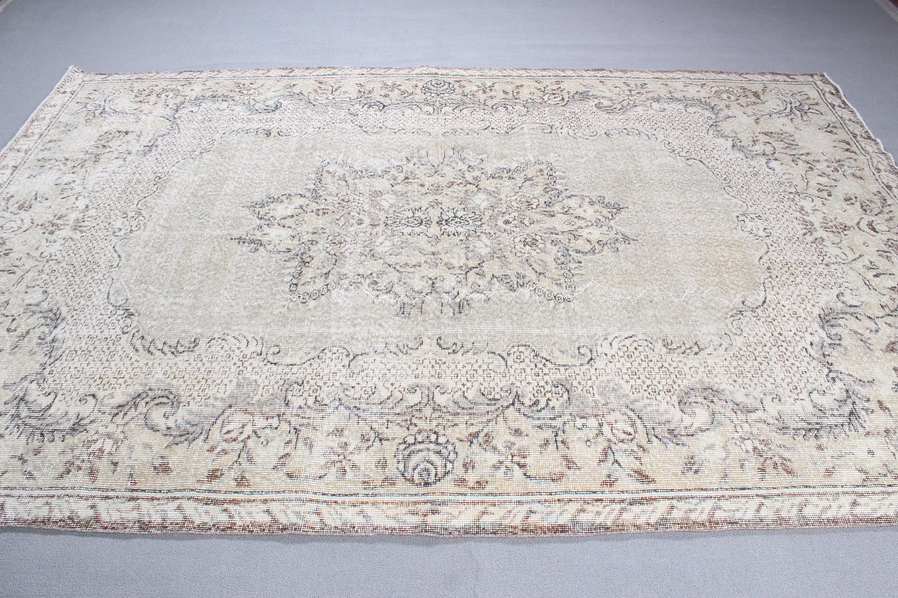 Oryantal Halılar, Vintage Halı, Büyük Oushak Halı, Bej 6,3x9,6 ft Büyük Halılar, Büyük Boho Halı, Türk Halıları, Antika Halı