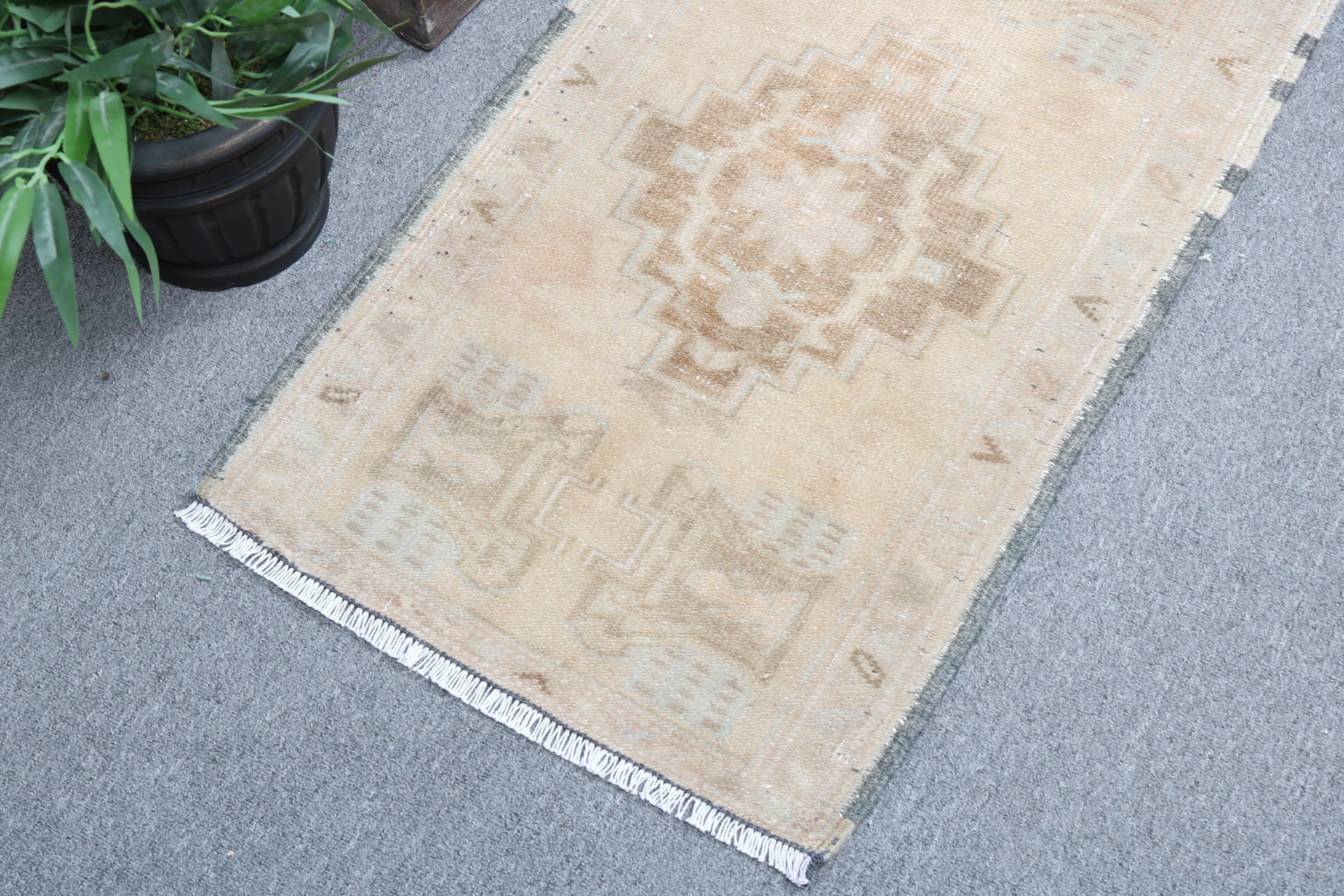 Küçük Boho Halı, 1.6x3 ft Küçük Halı, Kahverengi Zemin Halı, Vintage Halı, Yatak Odası Halısı, Türk Halısı, Yatak Odası Halıları, Kapı Paspası Halısı, Lüks Halı