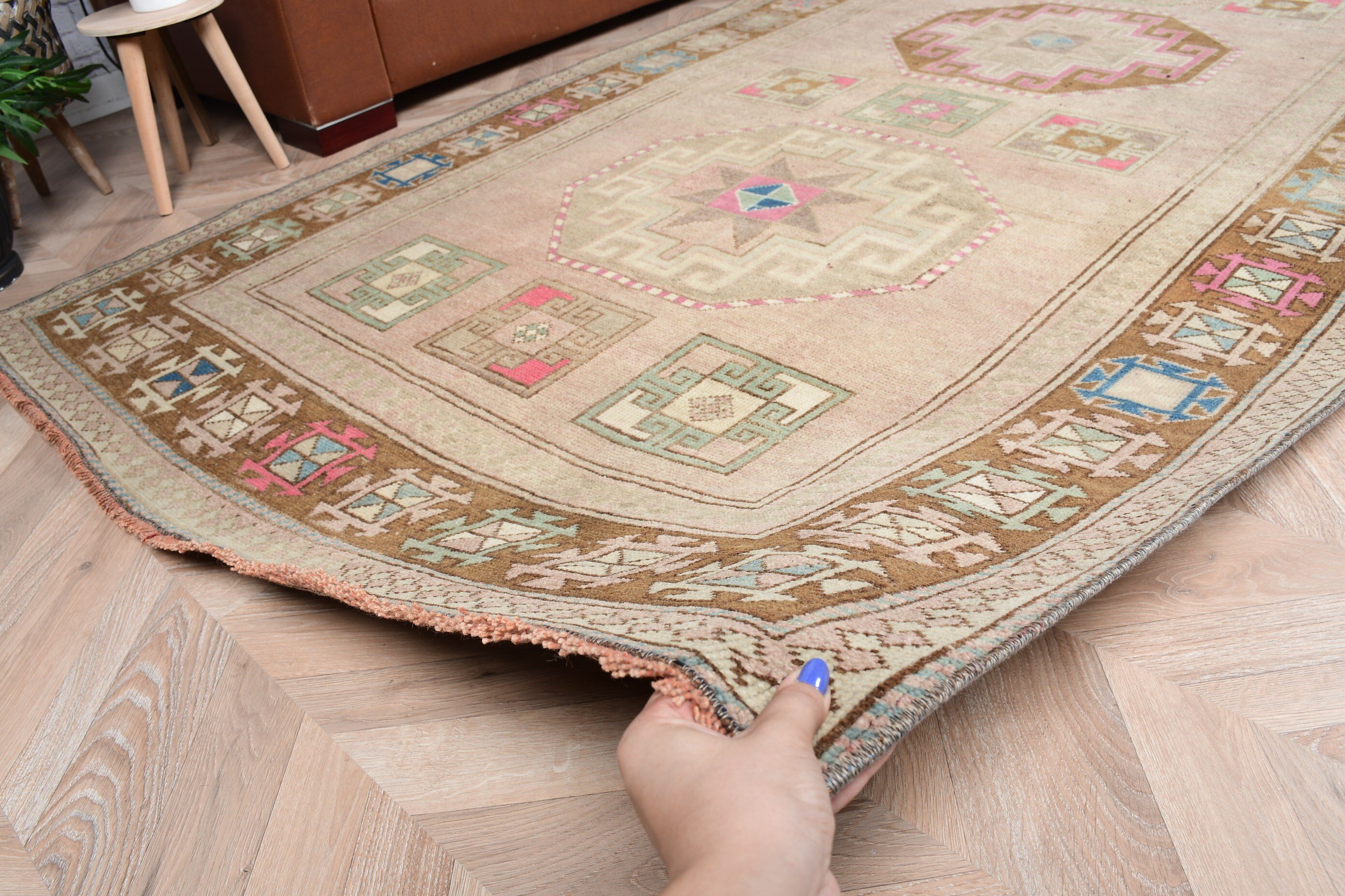 Antique Rug, Salon Rug, Bedroom Rugs, Vintage Rug, Rugs for Bedroom, Oushak Rug, Turkish Rugs, Brown Oriental Rug, 4.8x10.6 ft Large Rug