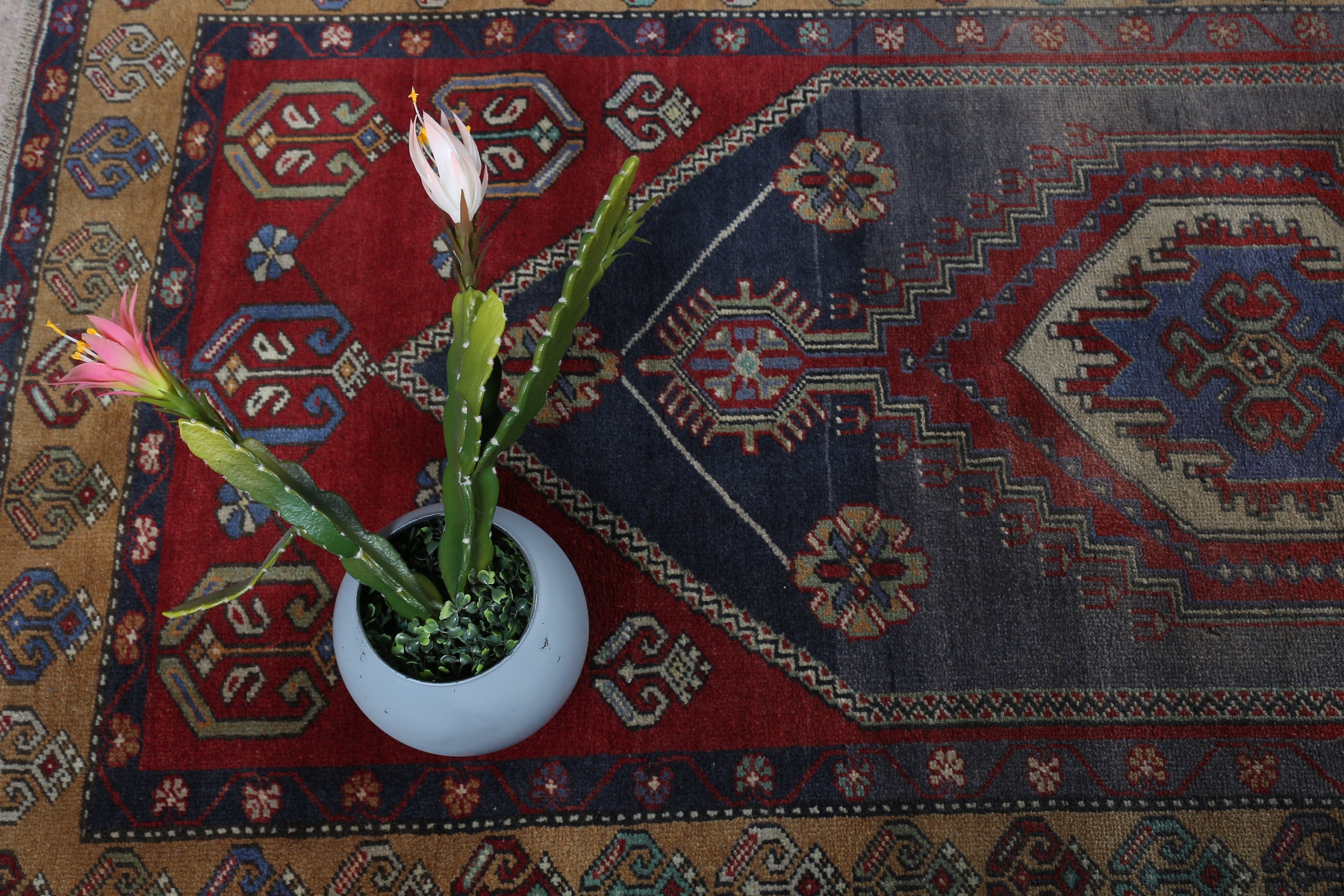 Floor Rug, Red Cool Rugs, Vintage Rugs, Rugs for Living Room, Antique Rug, Turkish Rug, Indoor Rug, Oushak Rugs, 3.6x7.4 ft Area Rugs