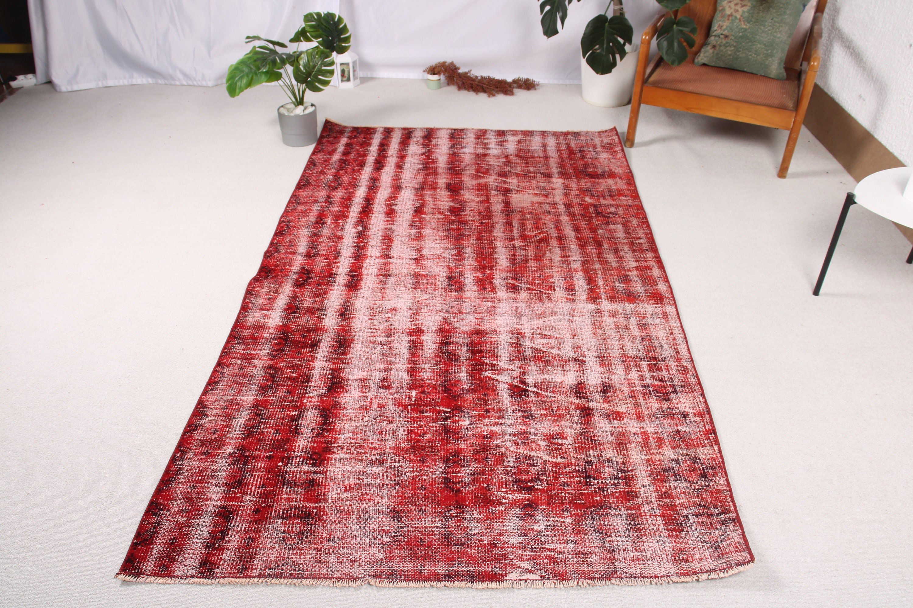 Luxury Rugs, Vintage Rug, Indoor Rug, Vintage Decor Rug, 4.3x7.3 ft Area Rugs, Flatweave Rug, Turkish Rugs, Red Statement Rug, Kitchen Rug