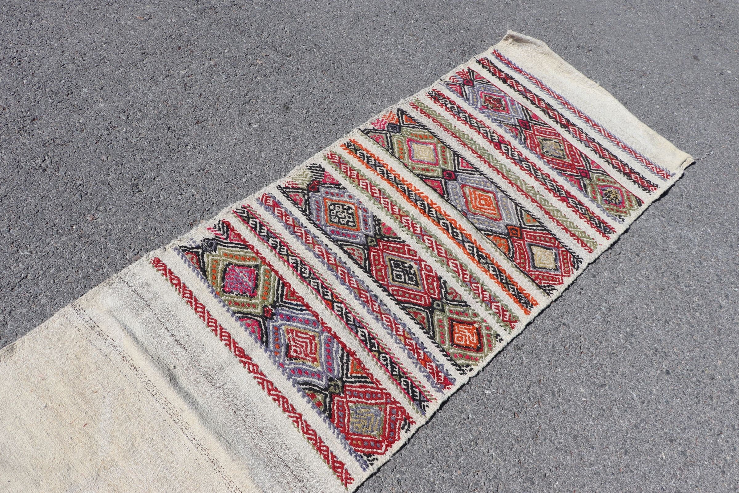 Floor Rugs, 2.5x10.9 ft Runner Rugs, Stair Rugs, Beige Moroccan Rug, Tribal Rug, Corridor Rug, Oriental Rug, Turkish Rug, Vintage Rug