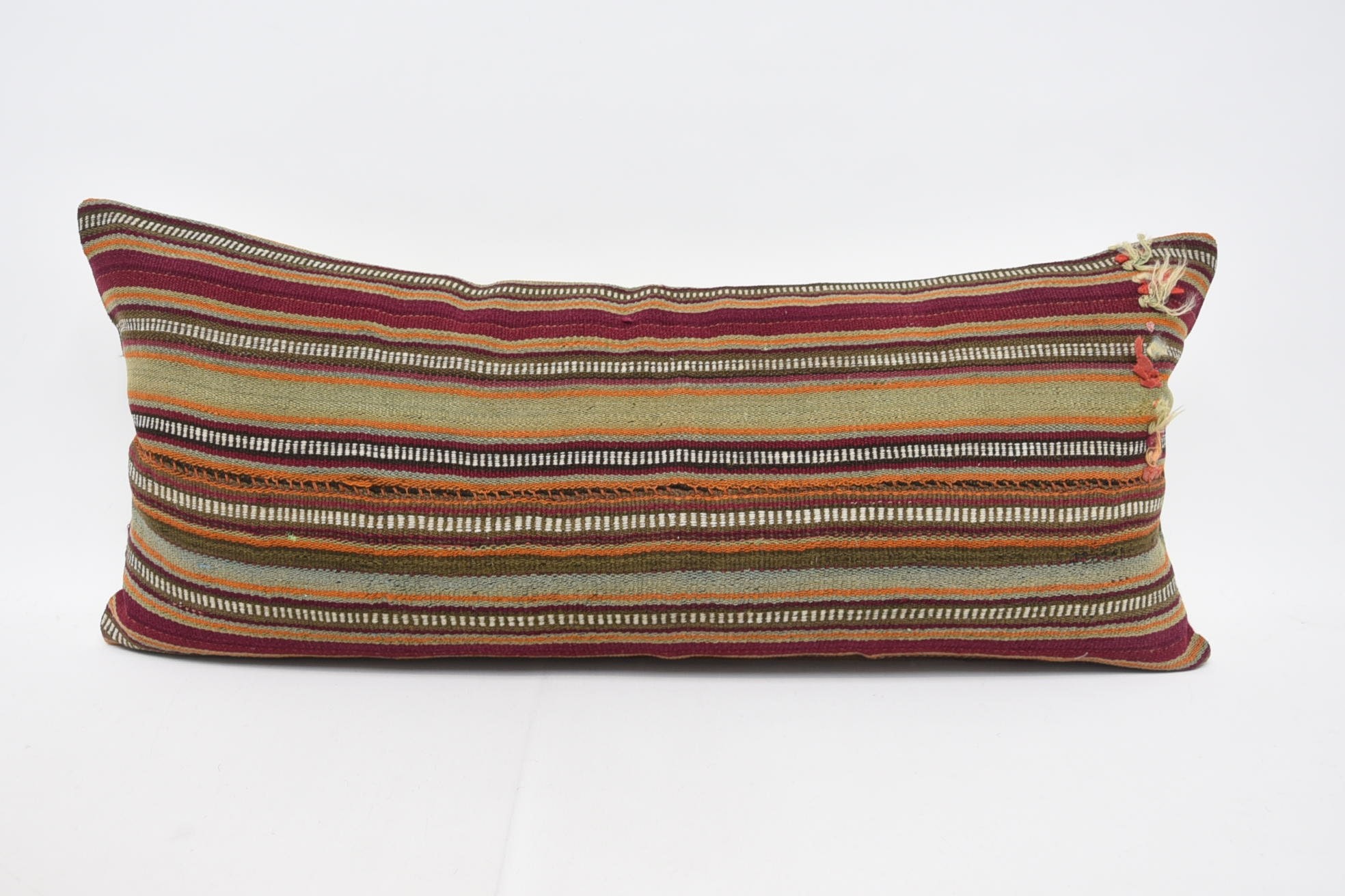 Turkish Kilim Pillow, 16"x36" Orange Pillow Sham, Interior Designer Pillow, Ikat Pillow, Couch Pillow Cover, Vintage Kilim Throw Pillow