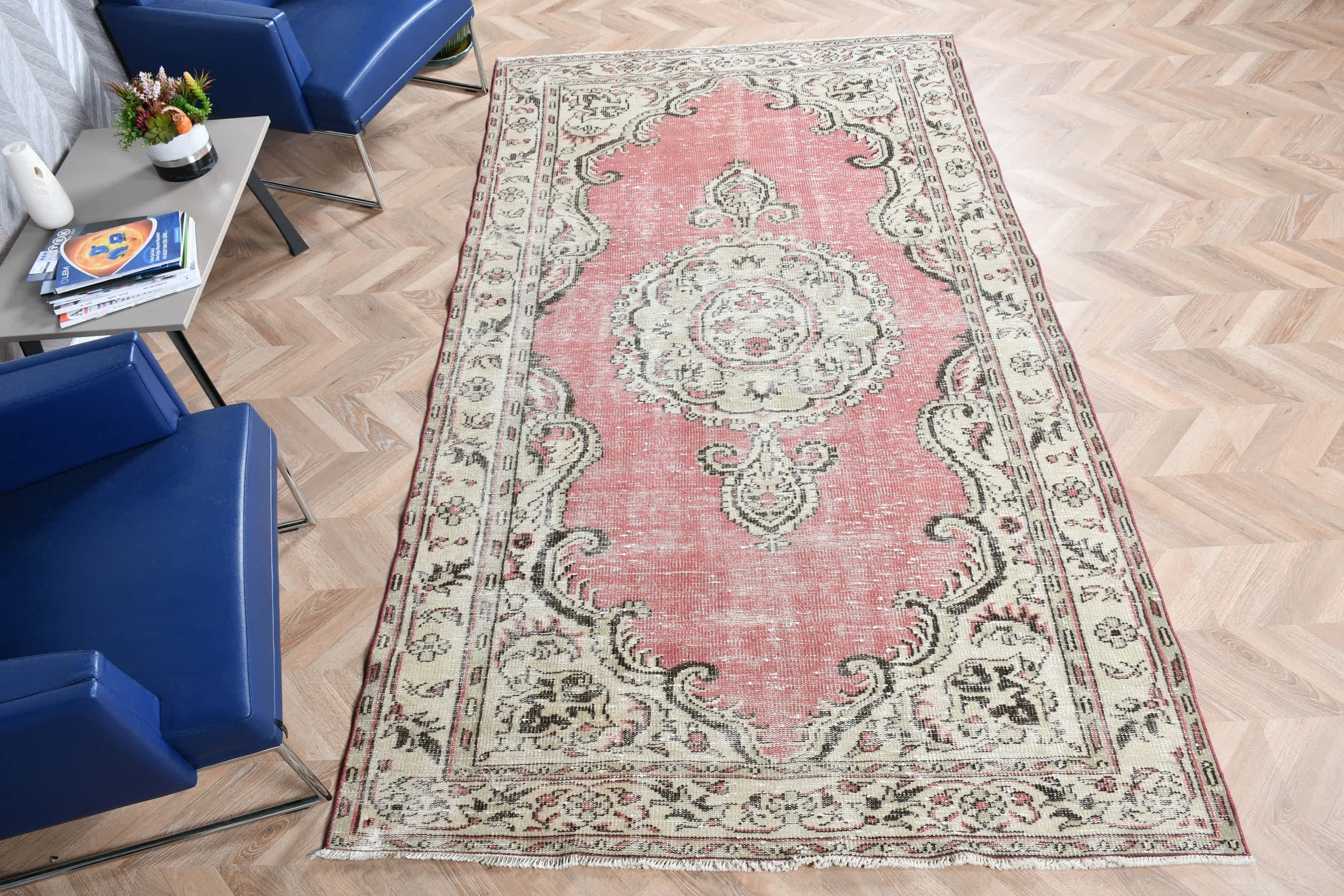 Salon Rugs, Living Room Rug, Turkish Rugs, 5.1x9 ft Large Rug, Hand Knotted Rugs, Anatolian Rug, Red Bedroom Rug, Vintage Rugs, Cool Rug